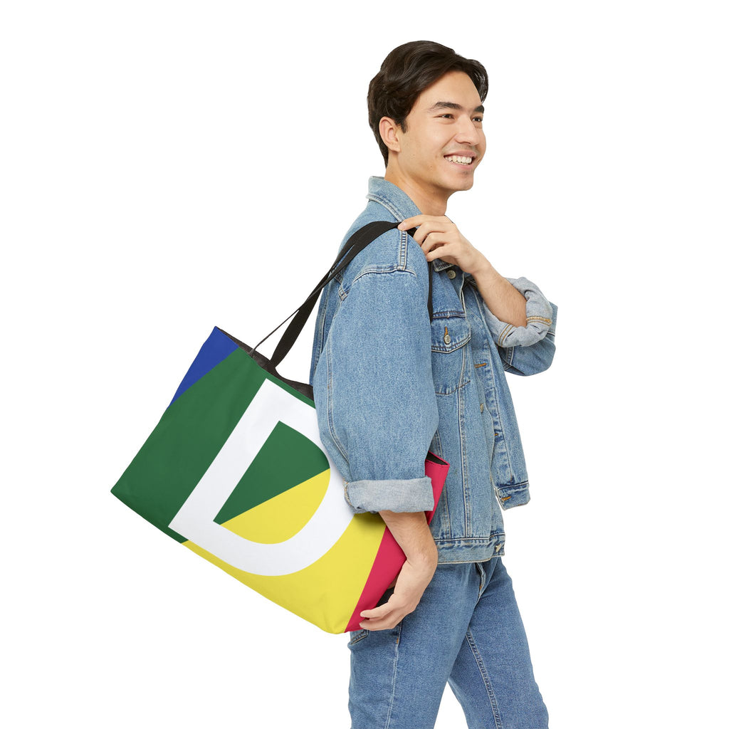 Personalized 'D' Colorblock Tote Bag — Monogram Weekender Tote