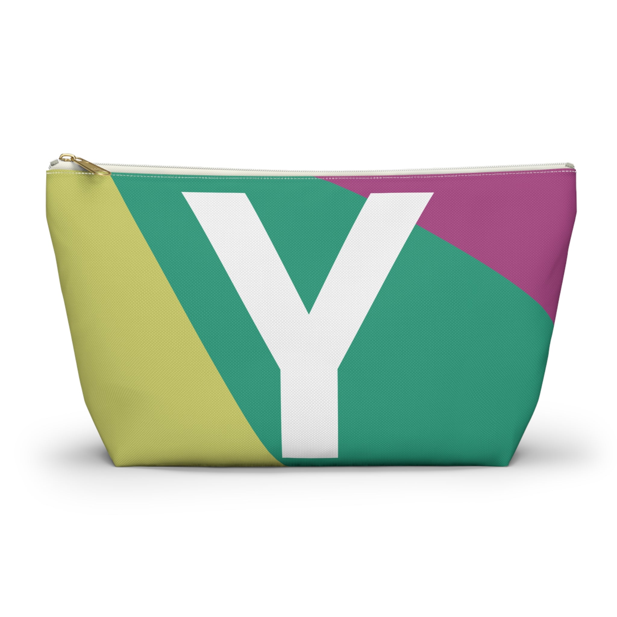 Initials Colorblock Accessory Pouch — Monogram Y T-Bottom Cosmetic Bag