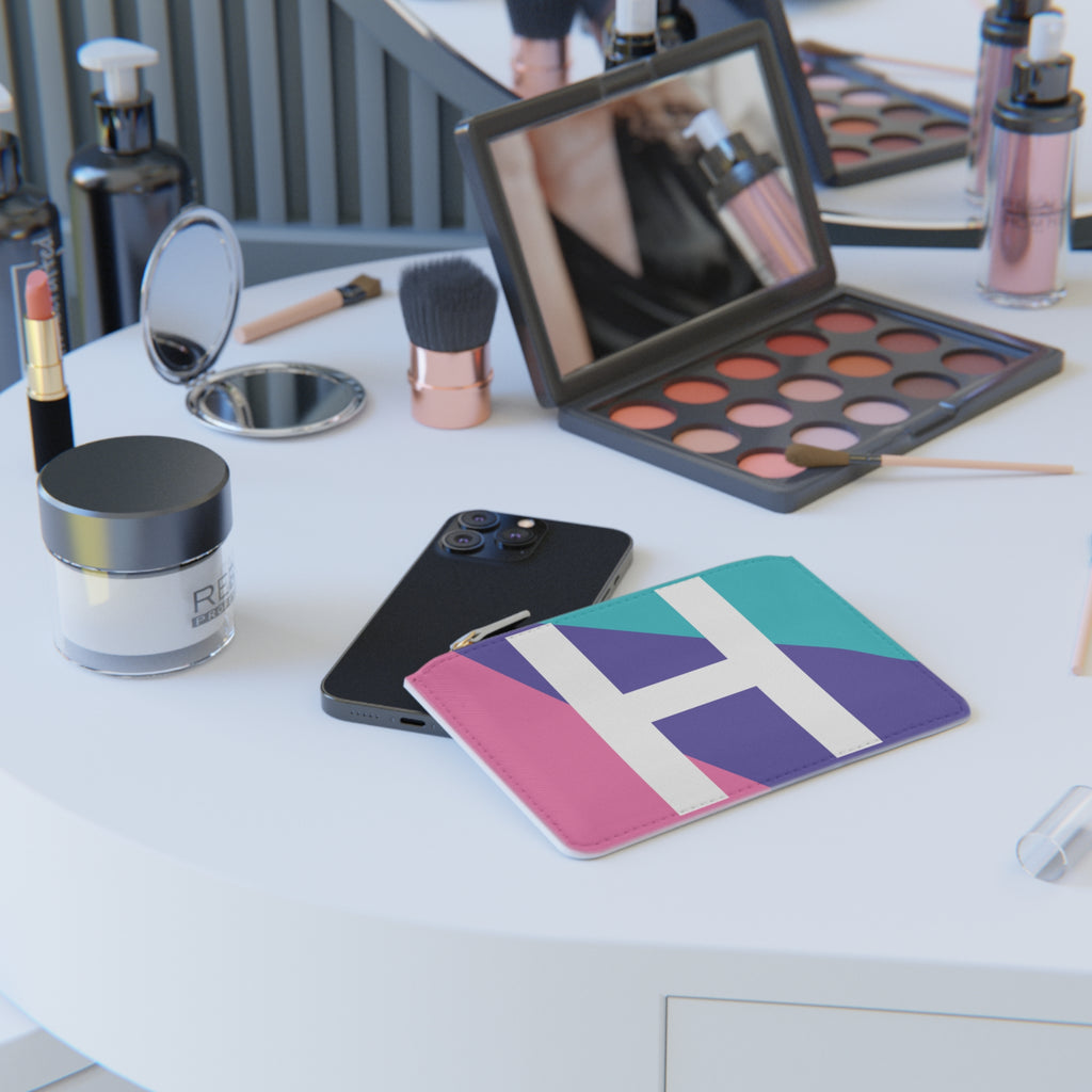 Initial H Mini Clutch — Colorblock Monogram Wristlet Wallet