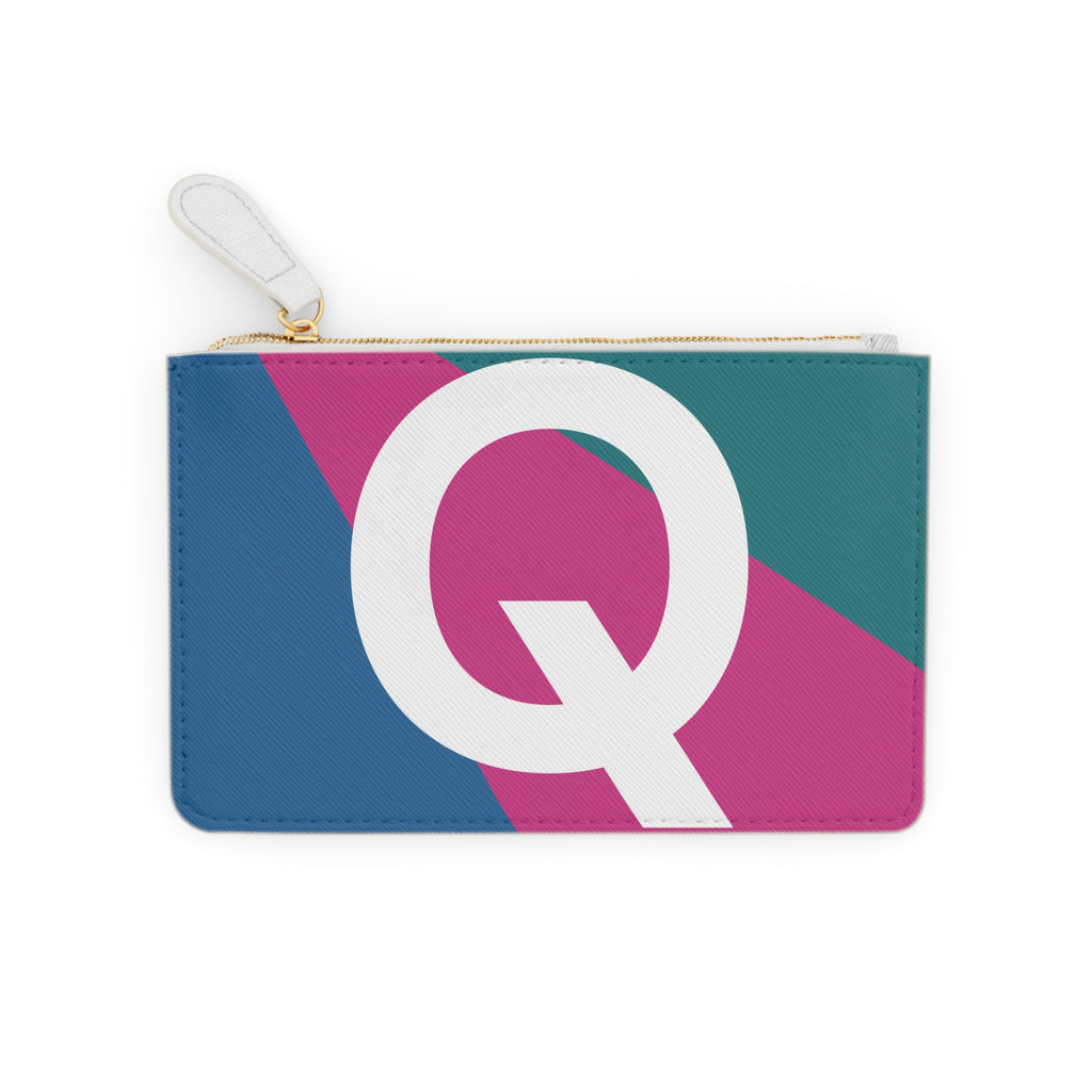 Initial Q Mini Clutch — Colorblock Monogram Wristlet Wallet
