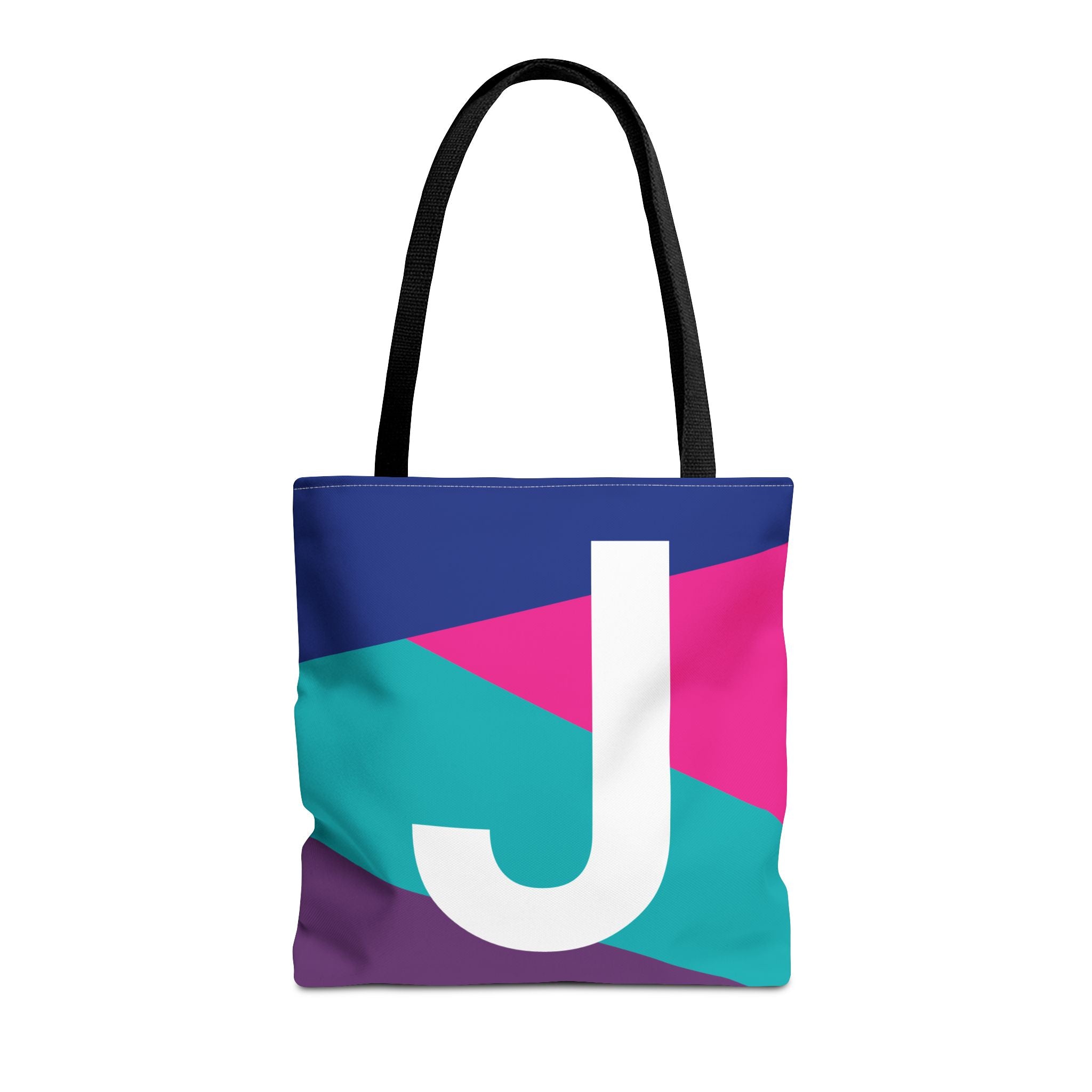 Monogram 'J' Colorblock Tote Bag — Personalized Initial J Shoulder Tote