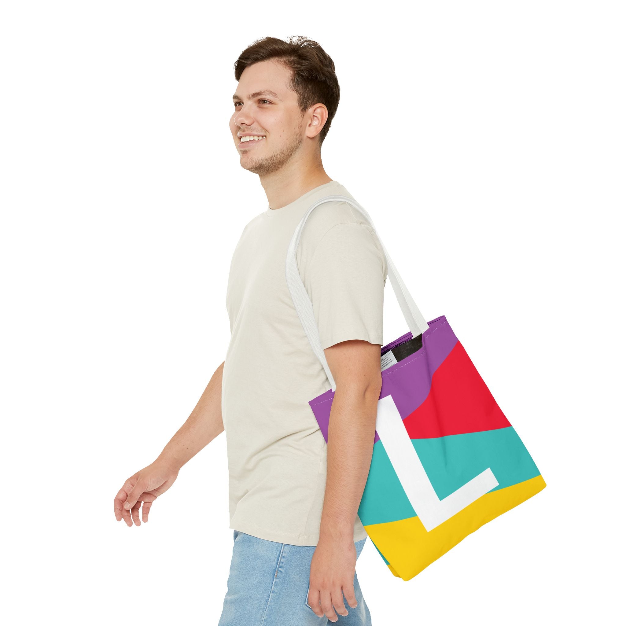 Monogram 'L' Colorblock Tote Bag — Personalized Initial L Shoulder Tote
