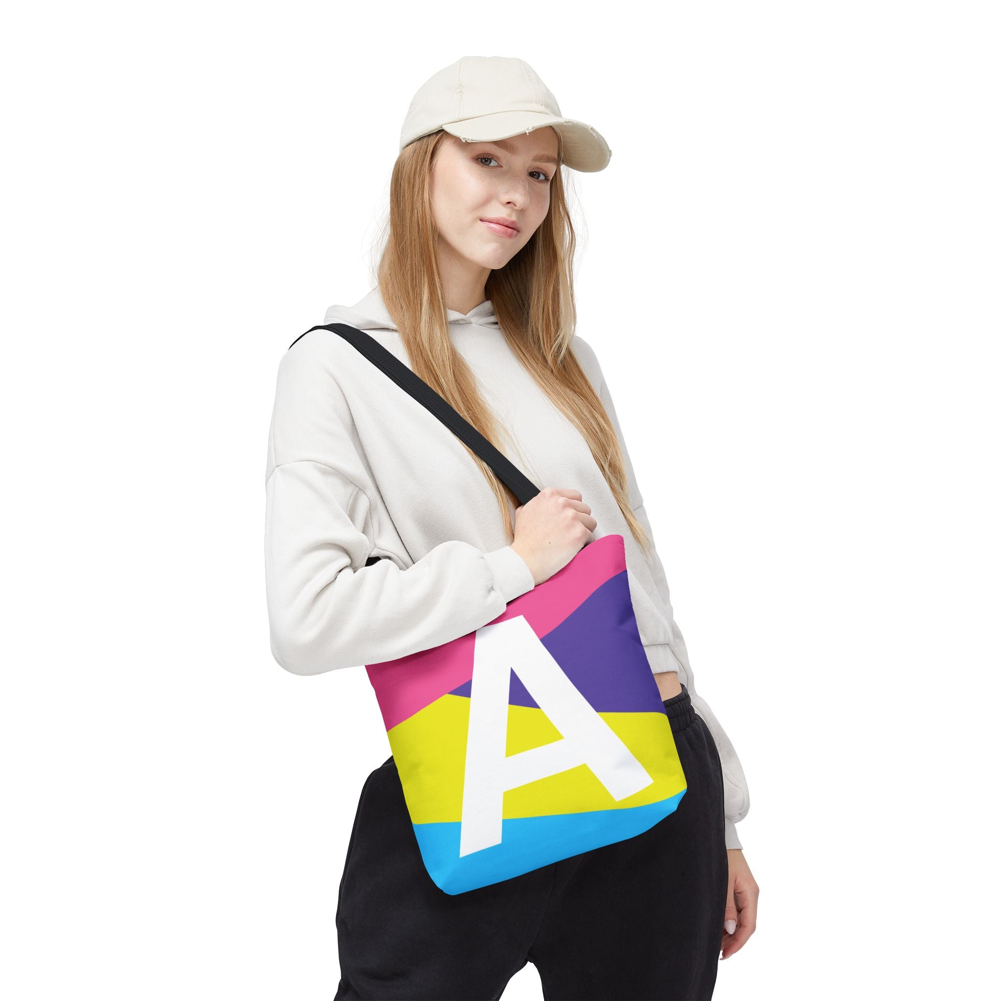 Monogram 'A' Colorblock Tote Bag — Personalized Initial A Shoulder Tote