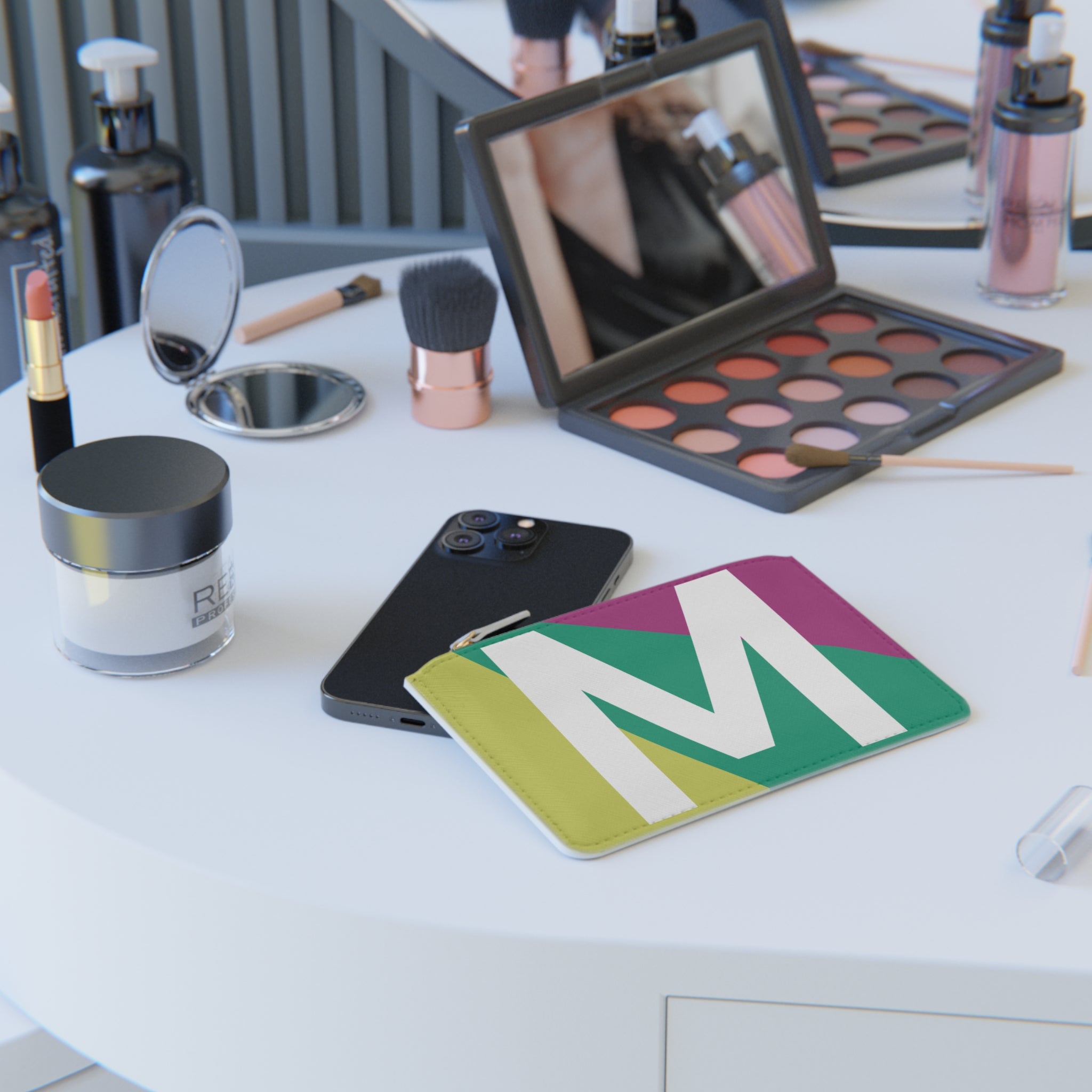 Initial M Mini Clutch — Colorblock Monogram Wristlet Wallet