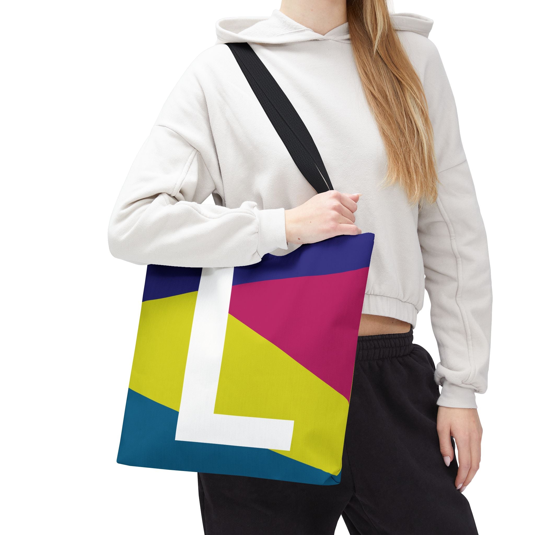 Monogram 'L' Colorblock Tote Bag — Personalized Initial L Shoulder Tote