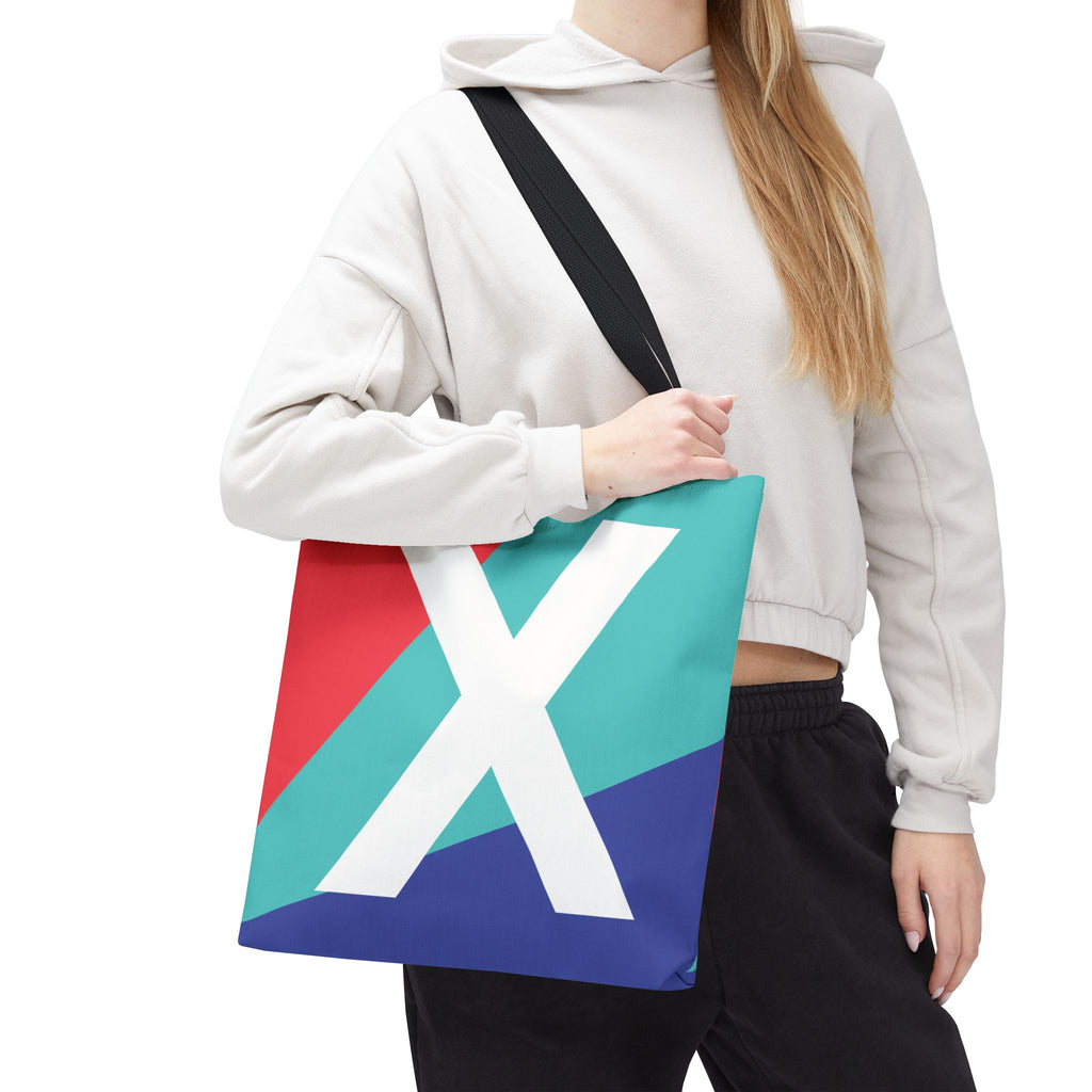 Monogram 'X' Colorblock Tote Bag — Personalized Initial X Shoulder Tote