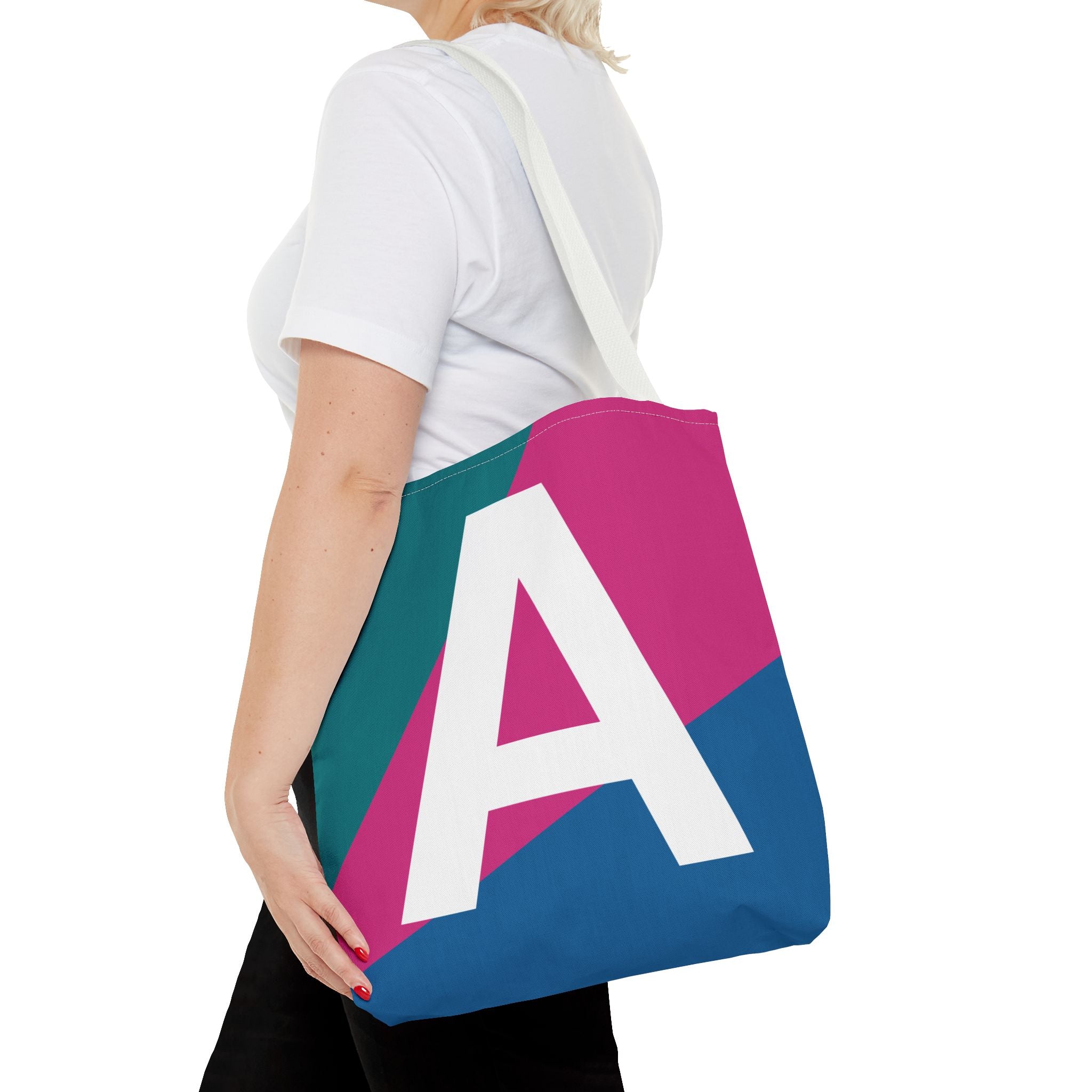 Monogram 'A' Colorblock Tote Bag — Personalized Initial A Shoulder Tote