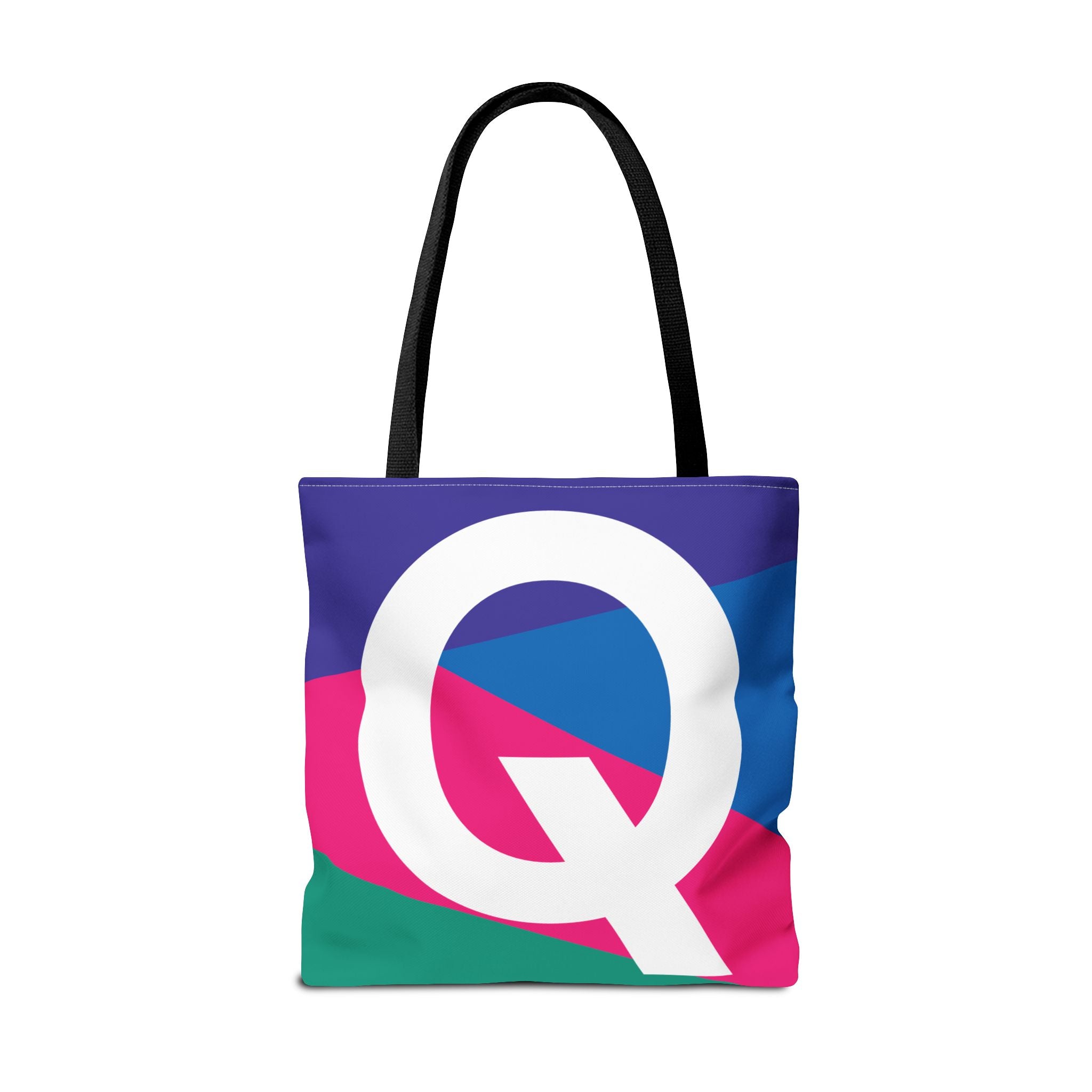 Monogram 'Q' Colorblock Tote Bag — Personalized Initial Q Shoulder Tote