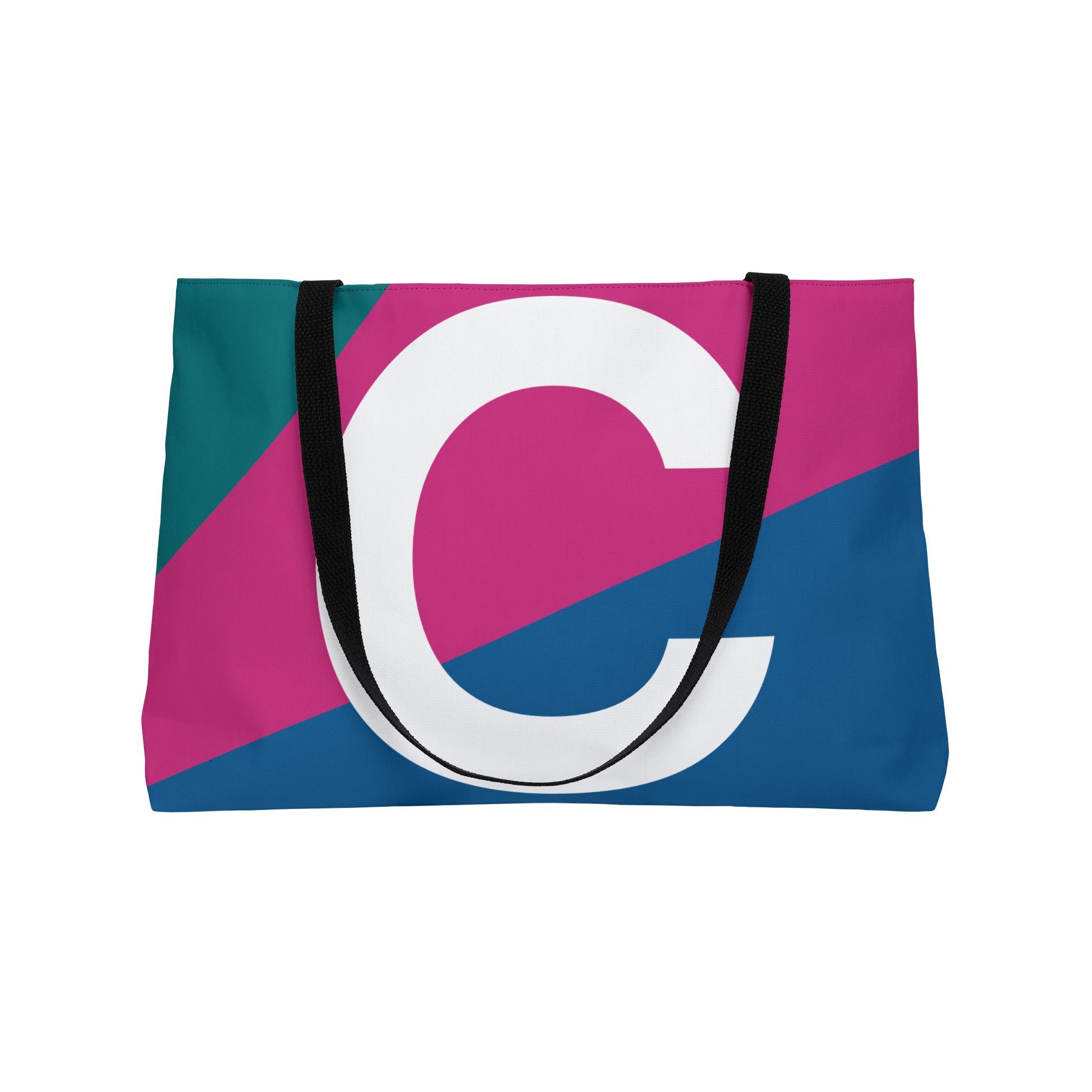 Personalized 'C' Colorblock Tote Bag — Monogram Weekender Tote