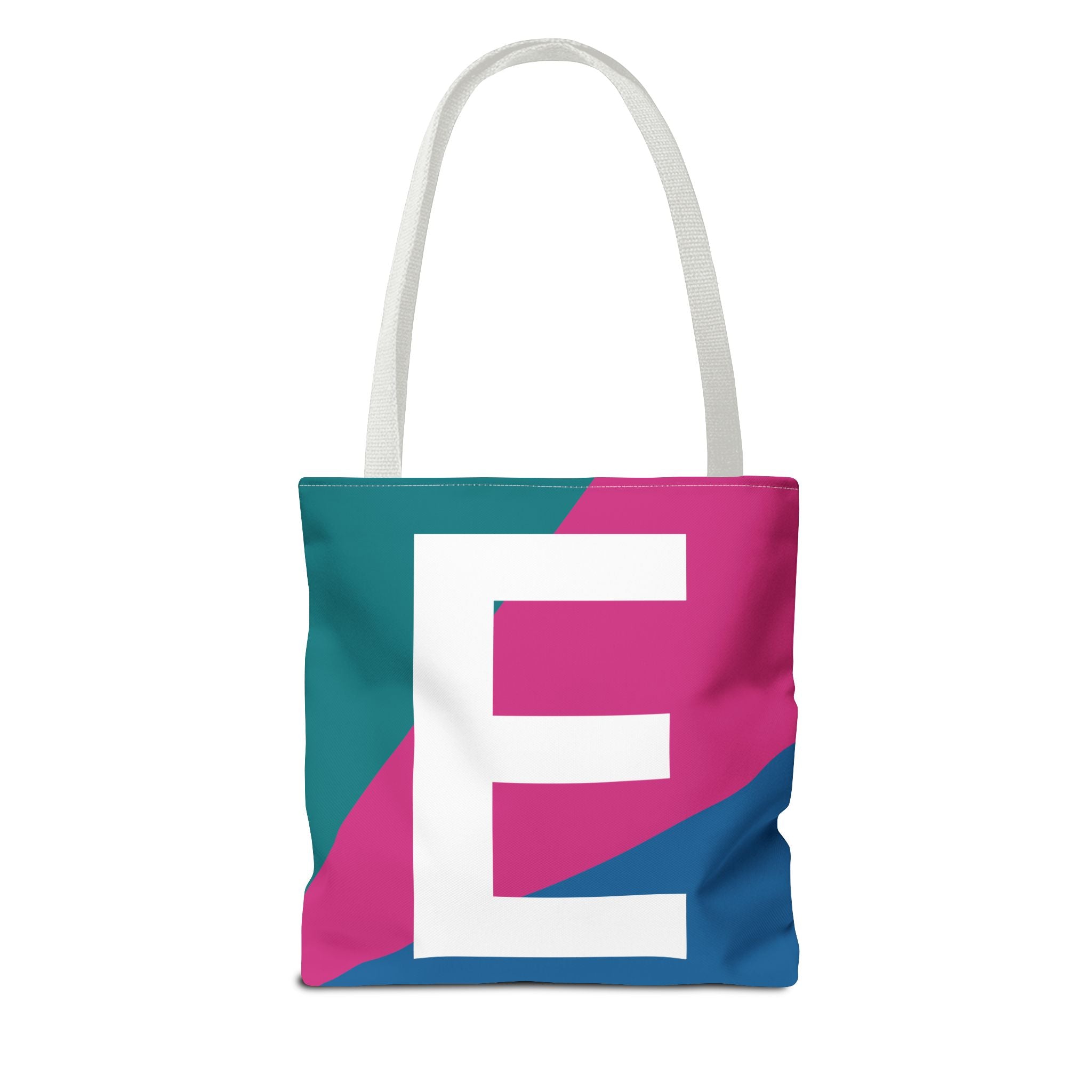 Monogram 'E' Colorblock Tote Bag — Personalized Initial E Shoulder Tote