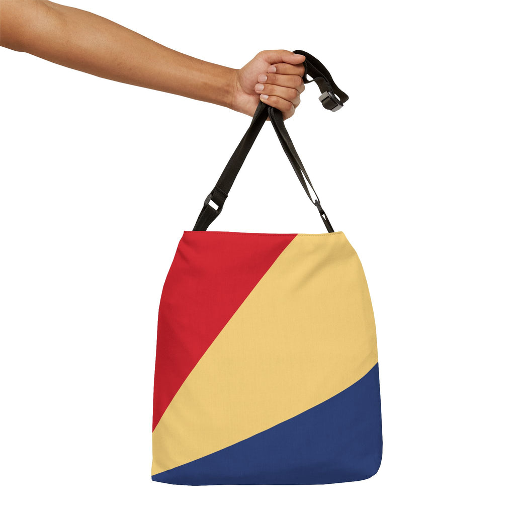 Colorblock Geometric Tote Bag — Adjustable Strap, Bright Abstract Pattern