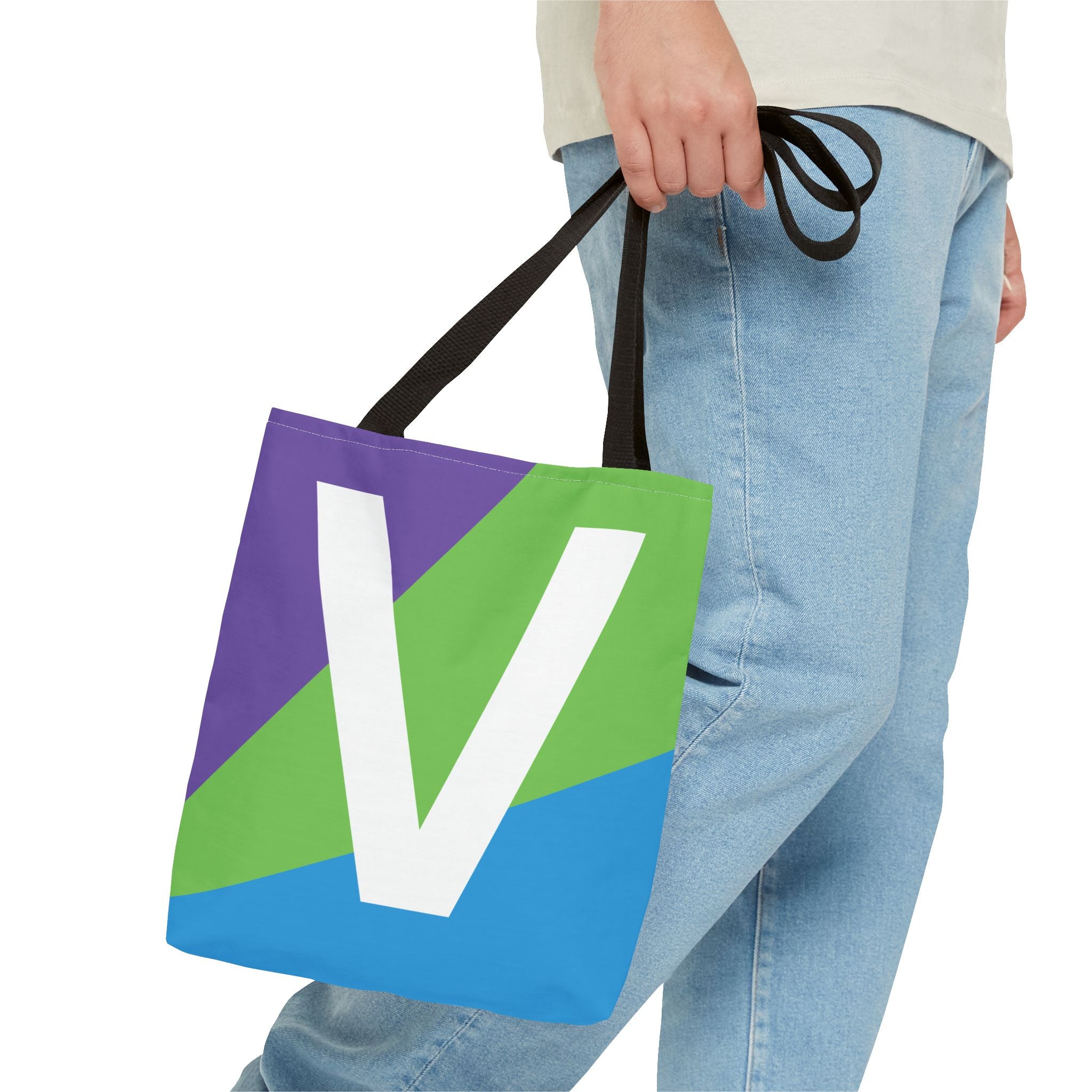 Monogram 'V' Colorblock Tote Bag — Personalized Initial V Shoulder Tote