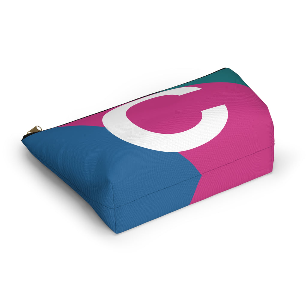 Initials Colorblock Accessory Pouch — Monogram C T-Bottom Cosmetic Bag