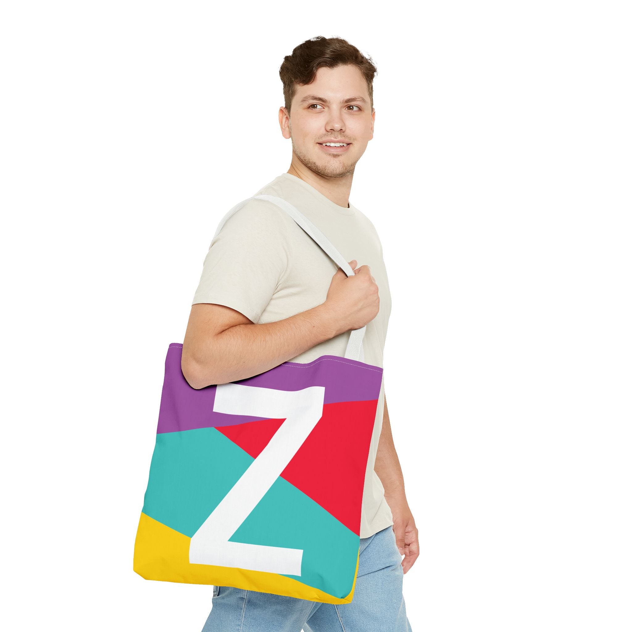 Monogram 'Z' Colorblock Tote Bag — Personalized Initial Z Shoulder Tote
