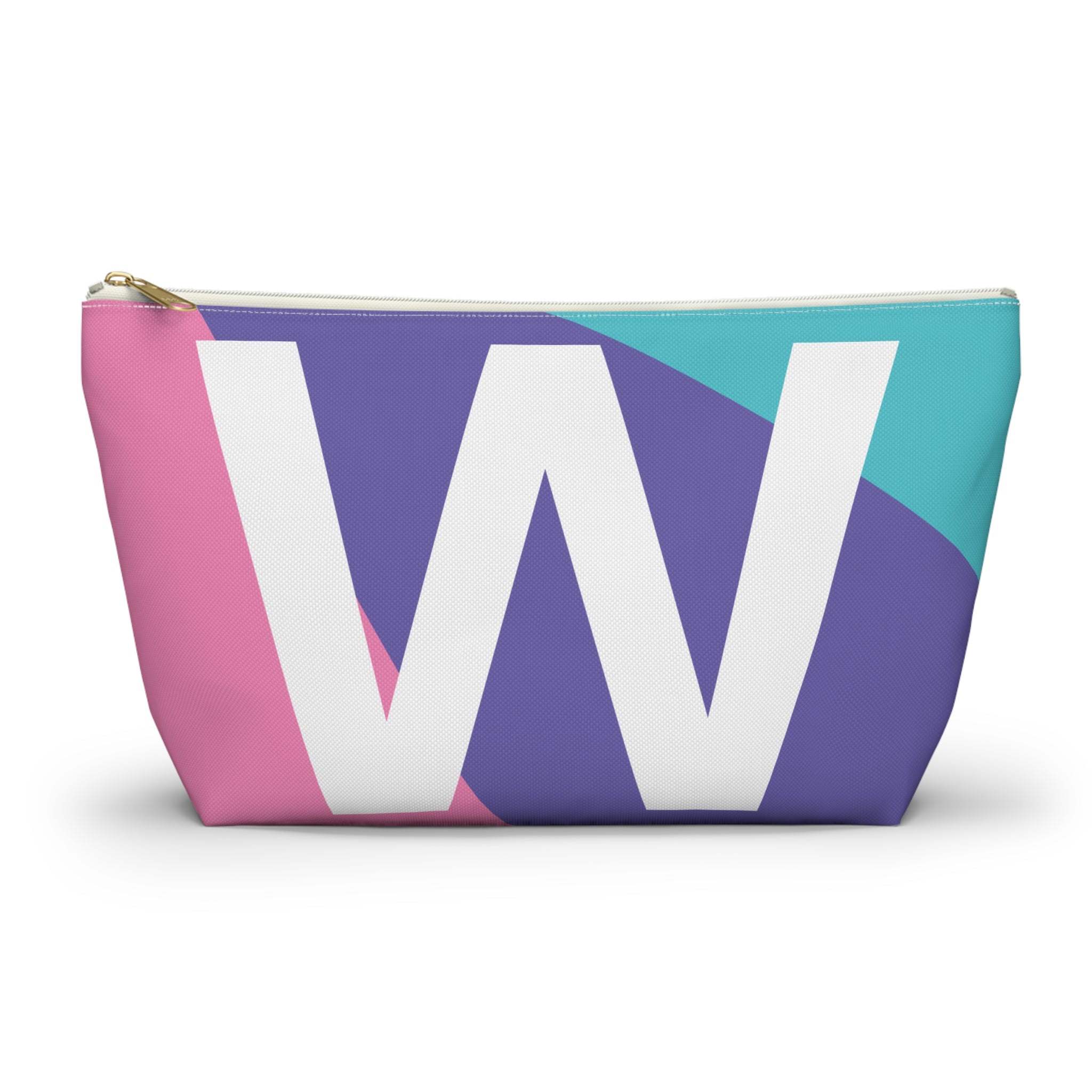 Initials Colorblock Accessory Pouch — Monogram W T-Bottom Cosmetic Bag