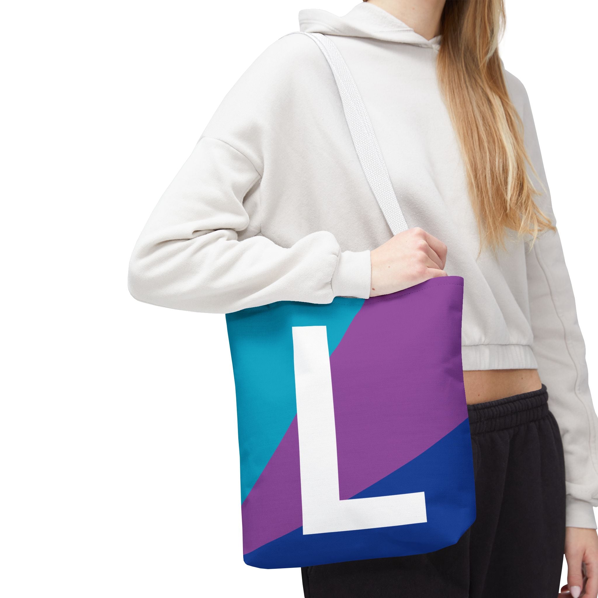 Monogram 'L' Colorblock Tote Bag — Personalized Initial L Shoulder Tote