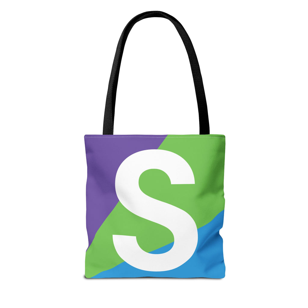 Monogram 'S' Colorblock Tote Bag — Personalized Initial S Shoulder Tote