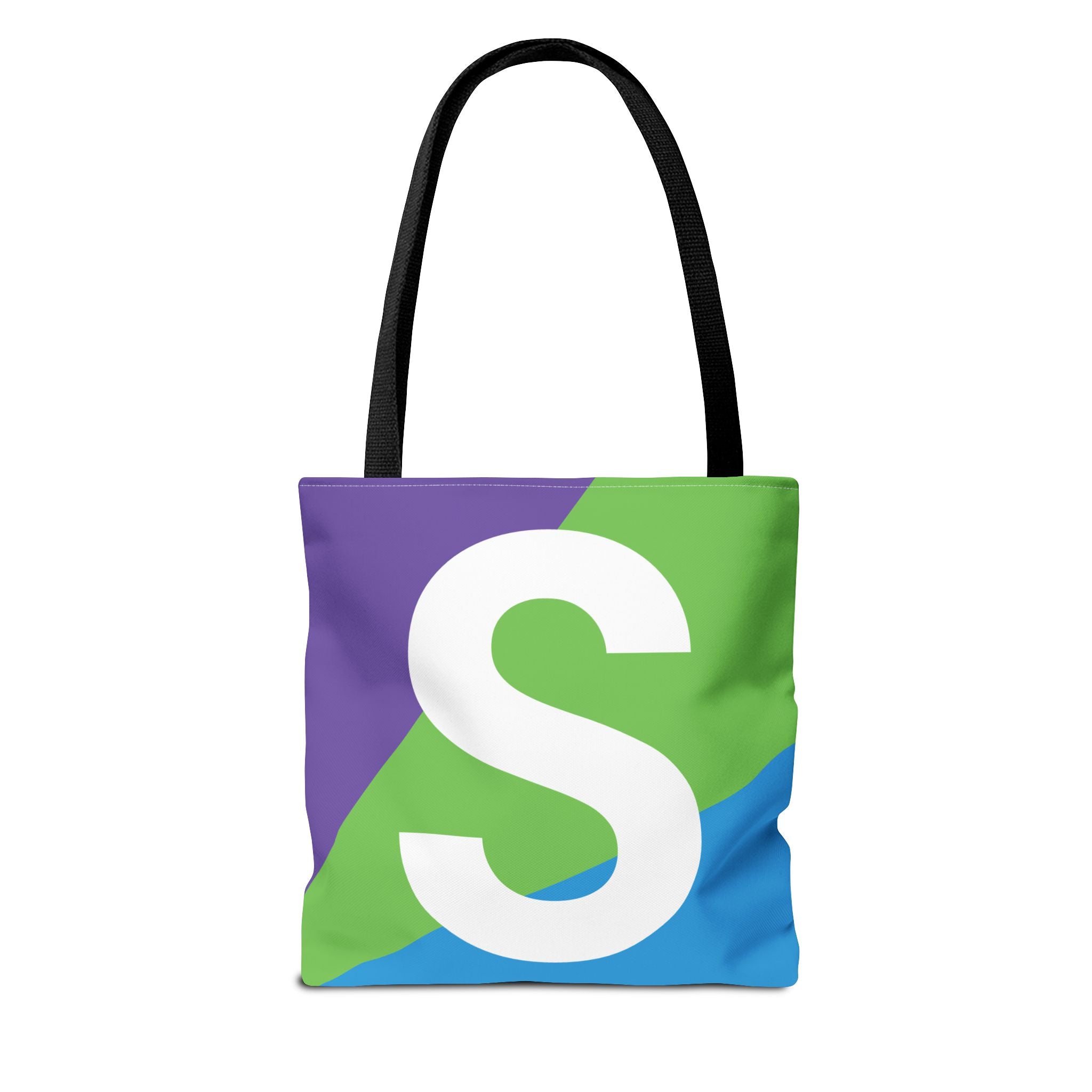 Monogram 'S' Colorblock Tote Bag — Personalized Initial S Shoulder Tote