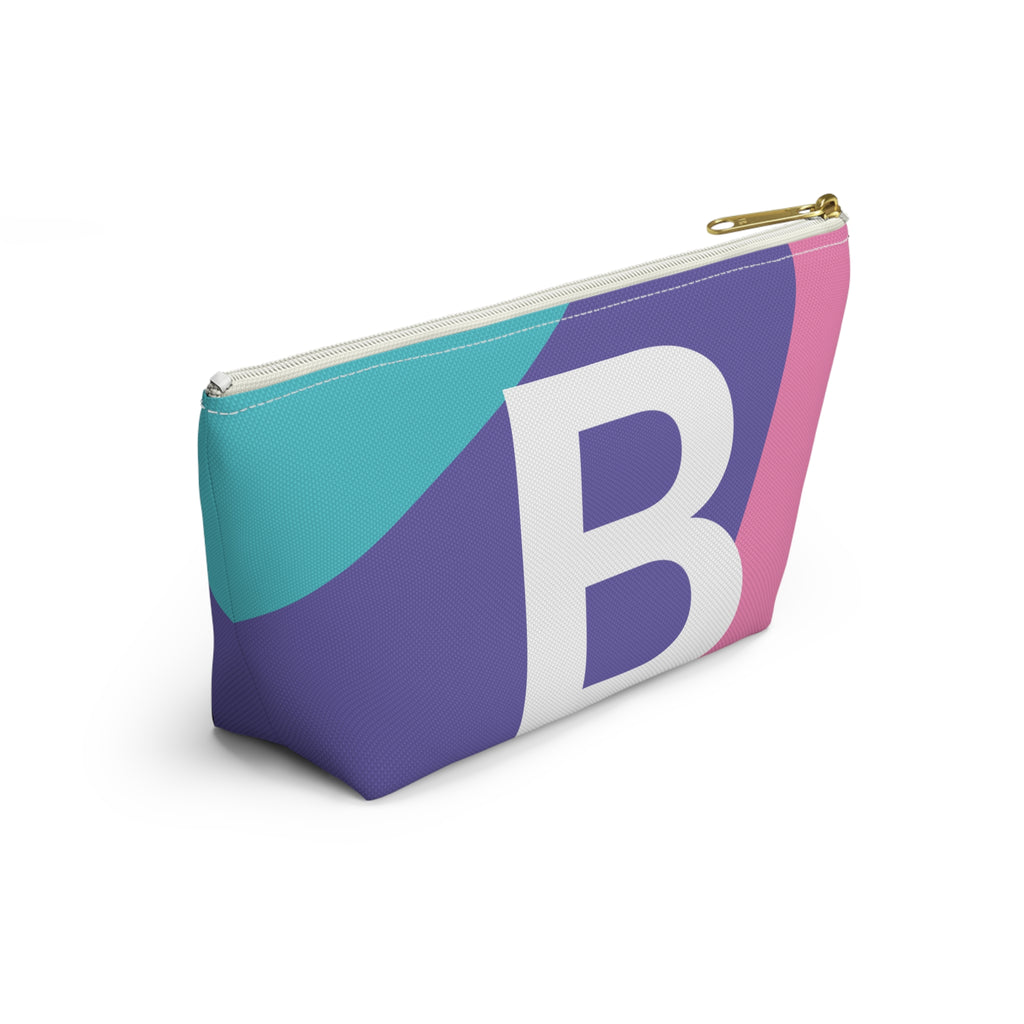 Initials Colorblock Accessory Pouch — Monogram B T-Bottom Cosmetic Bag