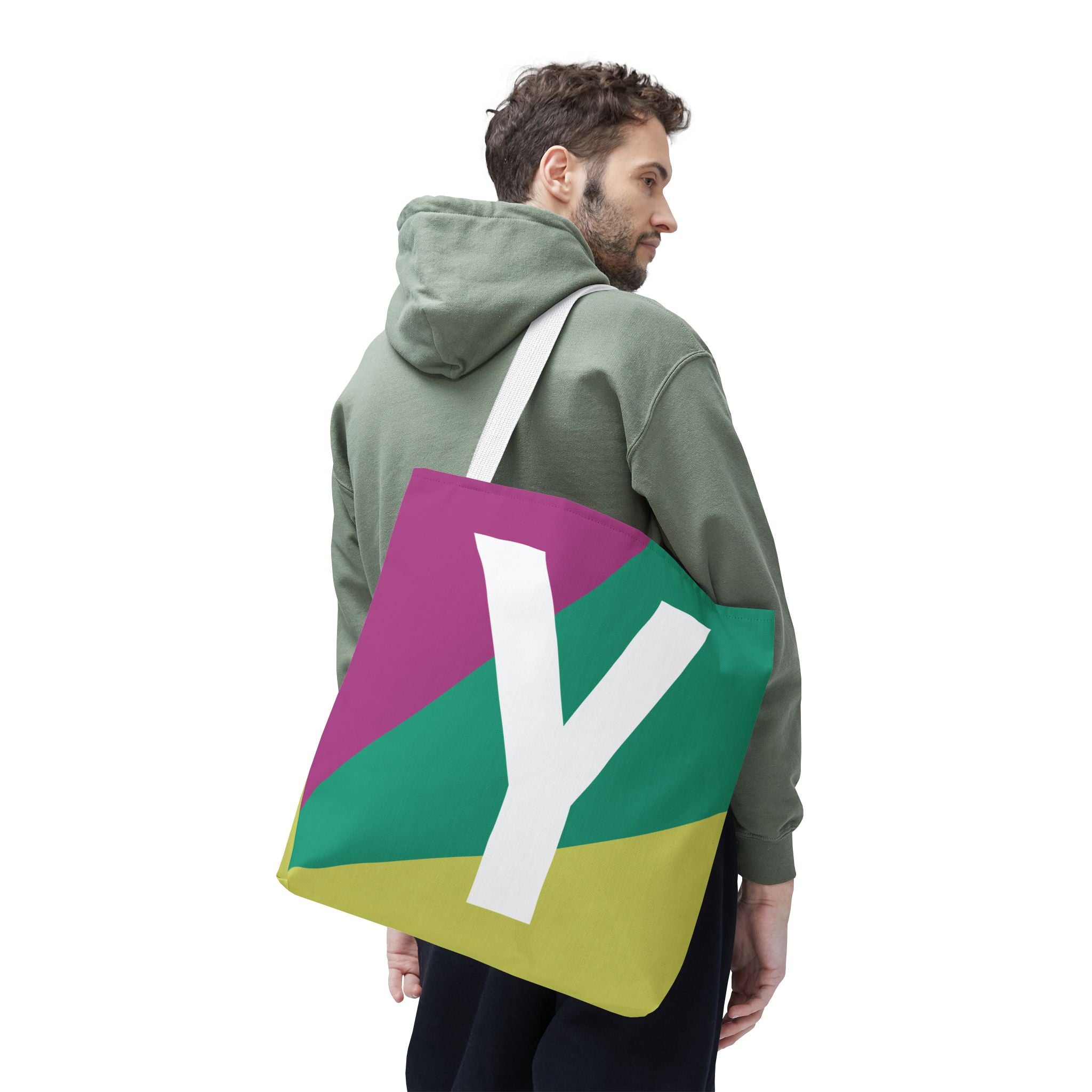 Monogram 'Y' Colorblock Tote Bag — Personalized Initial Y Shoulder Tote