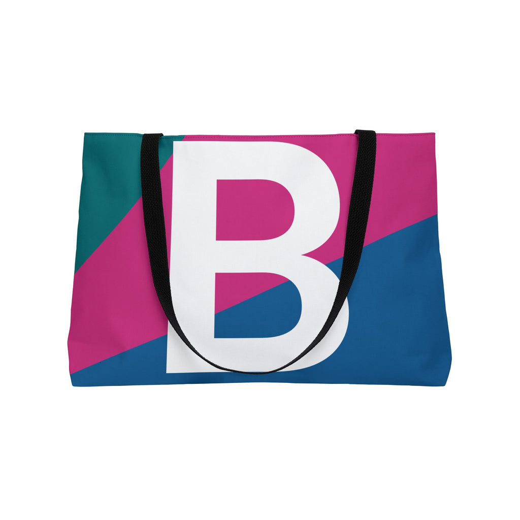 Personalized 'B' Colorblock Tote Bag — Monogram Weekender Tote