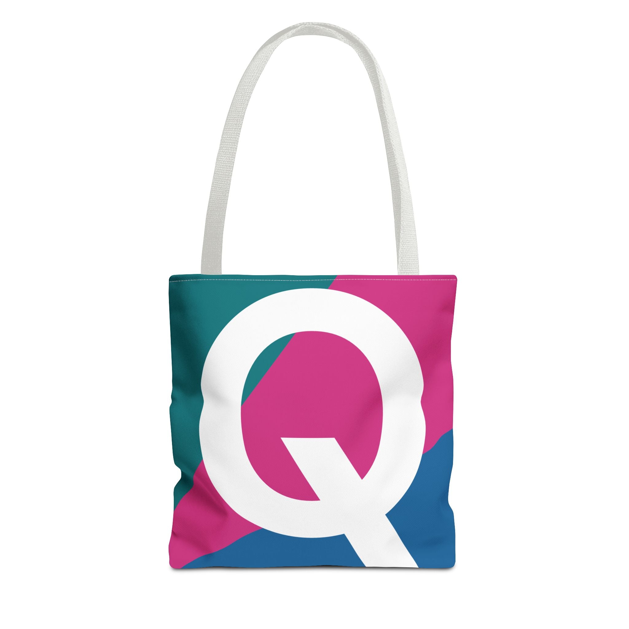 Monogram 'Q' Colorblock Tote Bag — Personalized Initial Q Shoulder Tote