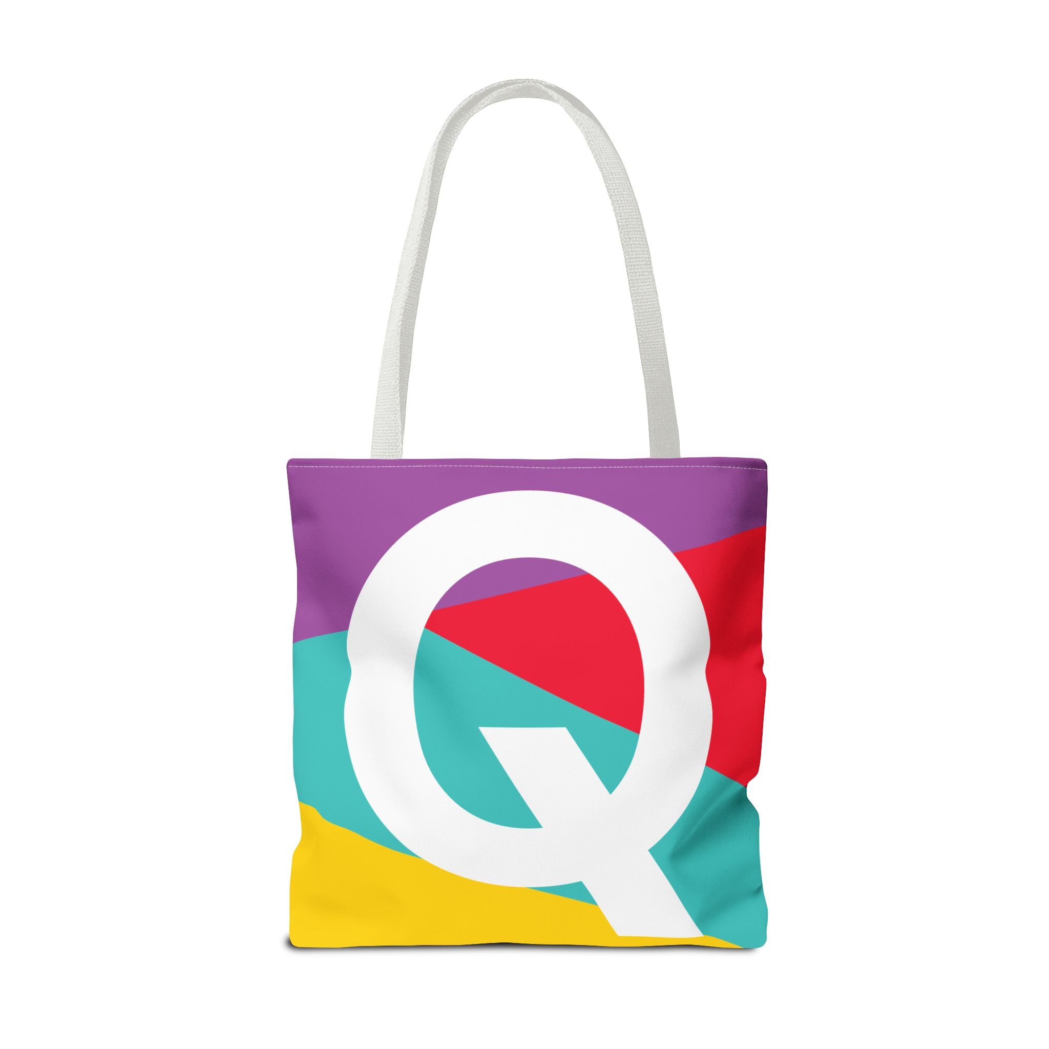 Monogram 'Q' Colorblock Tote Bag — Personalized Initial Q Shoulder Tote