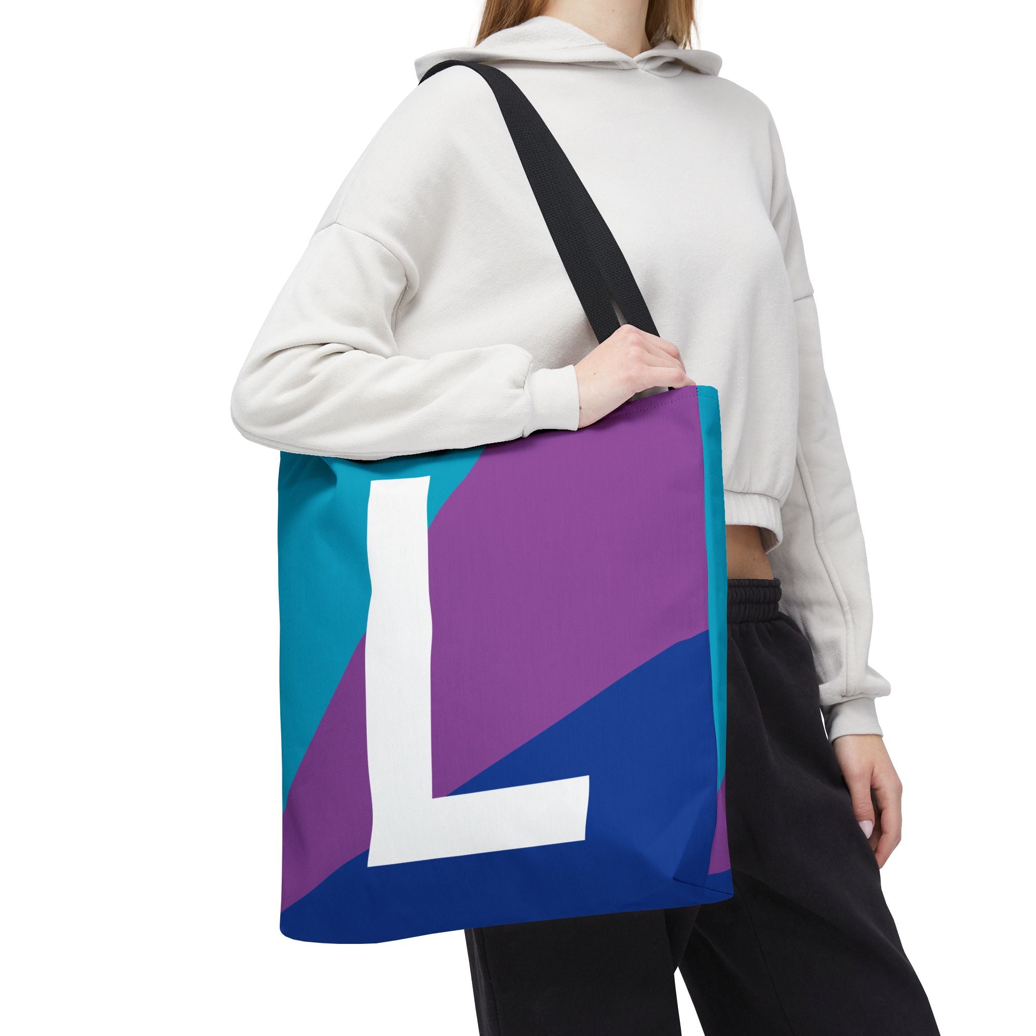 Monogram 'L' Colorblock Tote Bag — Personalized Initial L Shoulder Tote