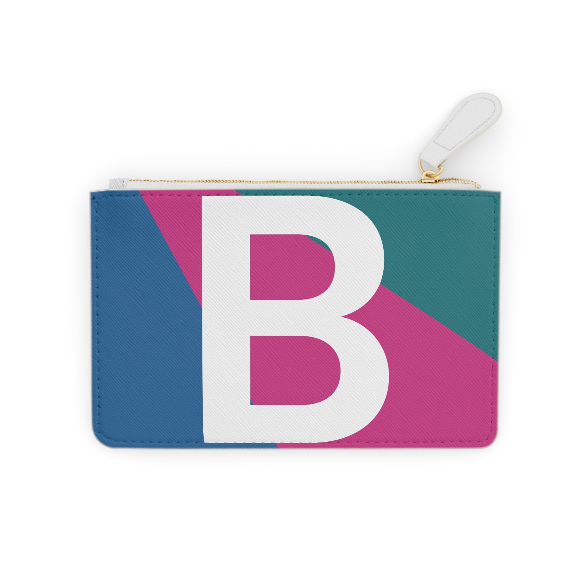 Initial B Mini Clutch — Colorblock Monogram Wristlet Wallet