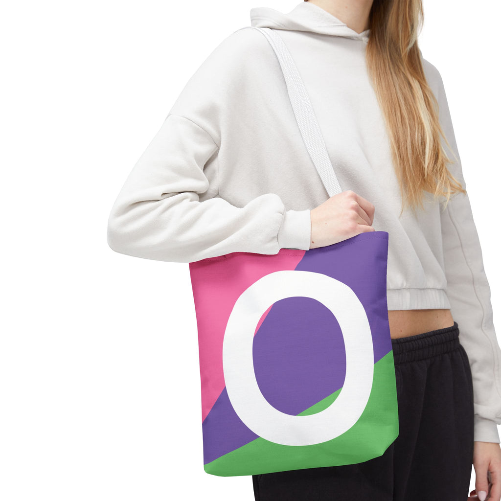 Monogram 'O' Colorblock Tote Bag — Personalized Initial O Shoulder Tote
