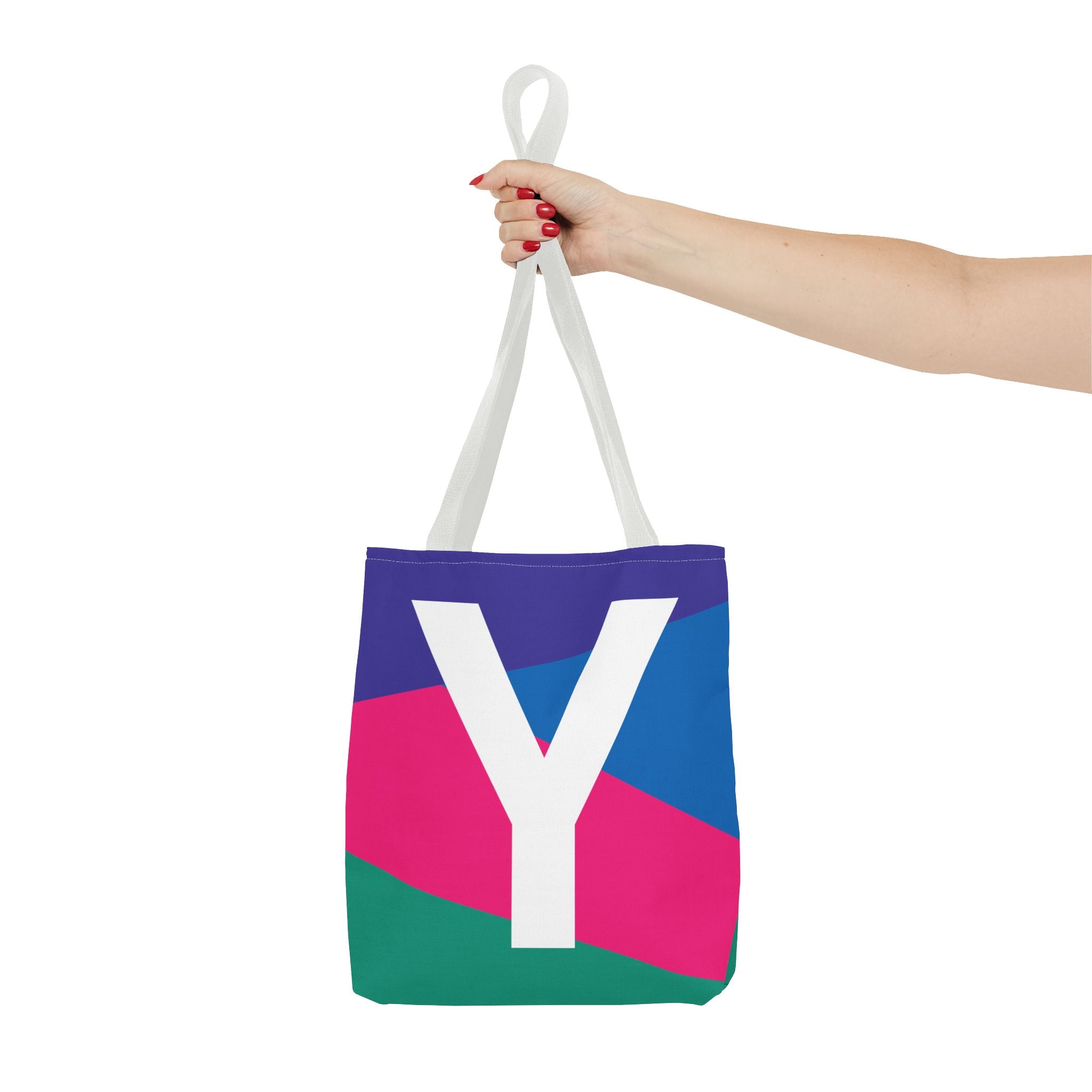 Monogram 'Y' Colorblock Tote Bag — Personalized Initial Y Shoulder Tote
