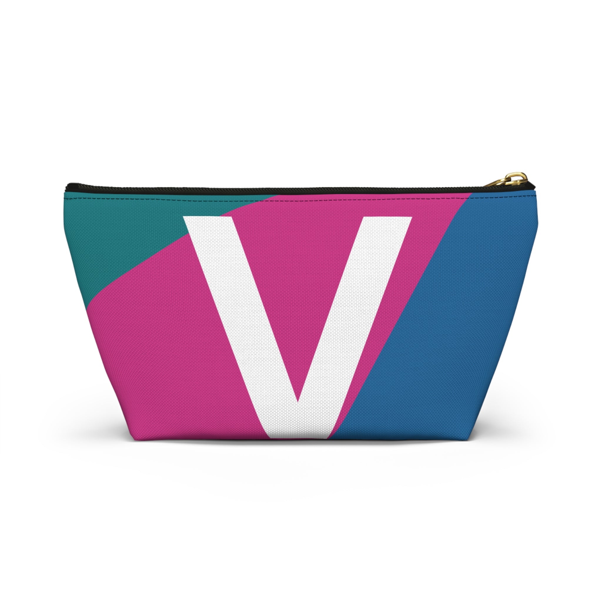 Initials Colorblock Accessory Pouch — Monogram V T-Bottom Cosmetic Bag