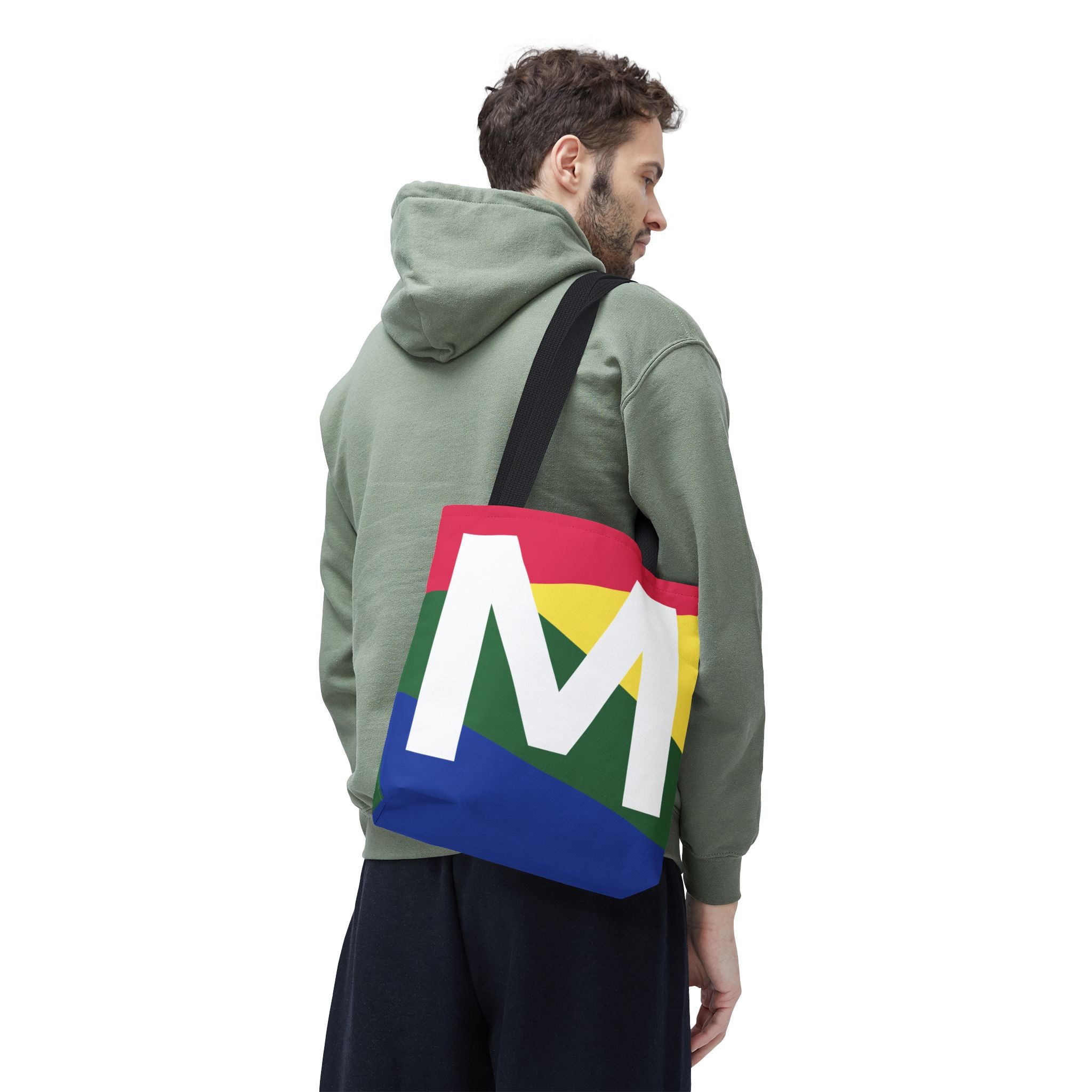 Monogram 'M' Colorblock Tote Bag — Personalized Initial M Shoulder Tote