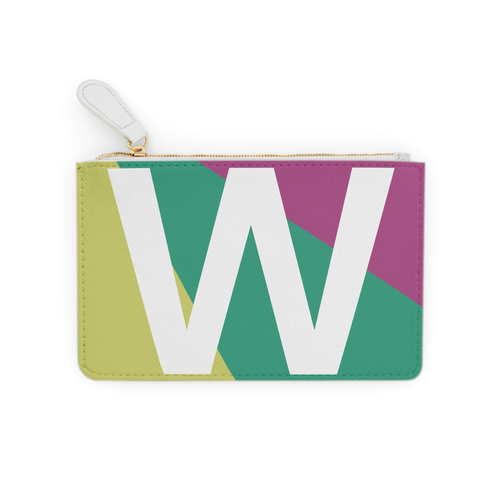 Initial W Mini Clutch — Colorblock Monogram Wristlet Wallet
