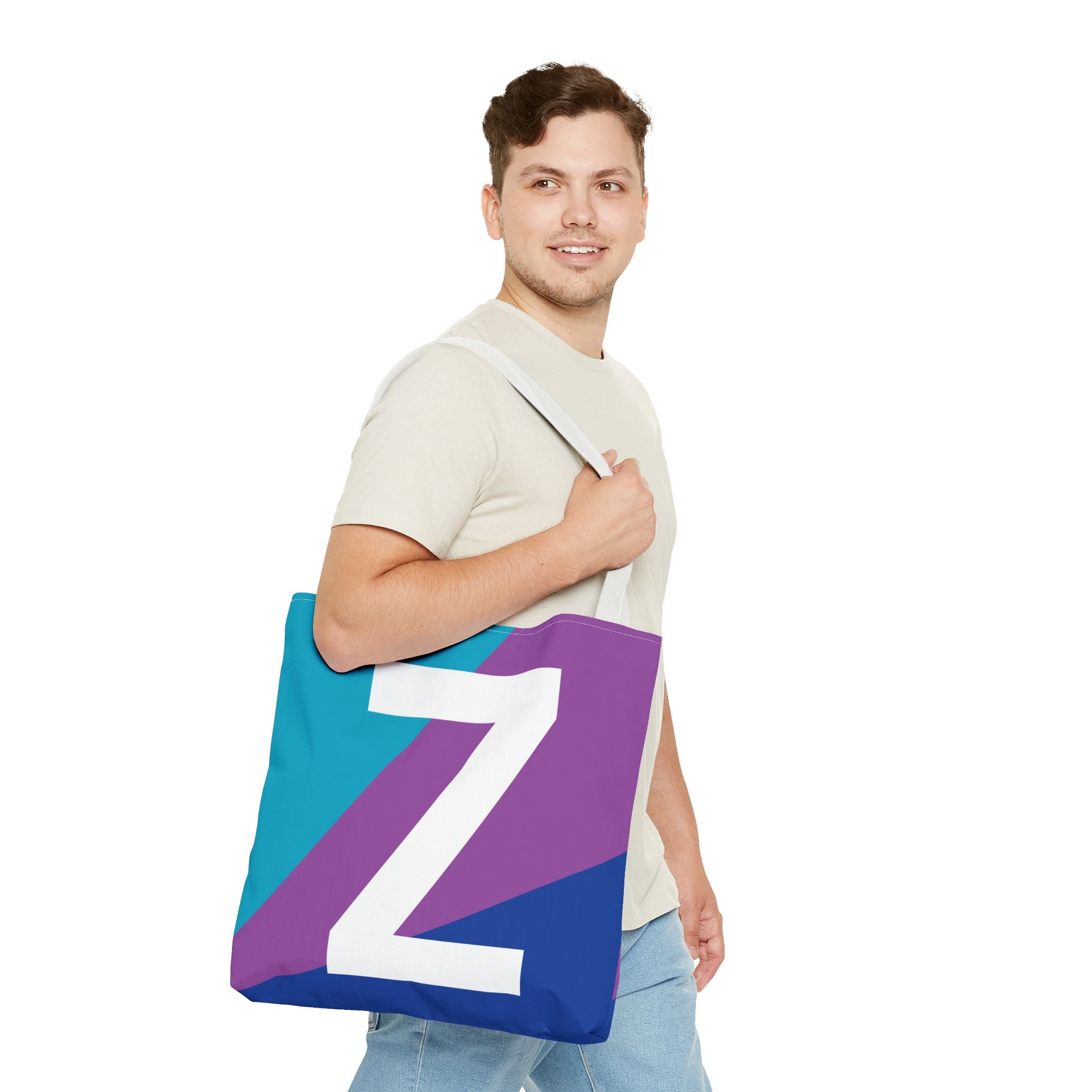 Monogram 'Z' Colorblock Tote Bag — Personalized Initial Z Shoulder Tote
