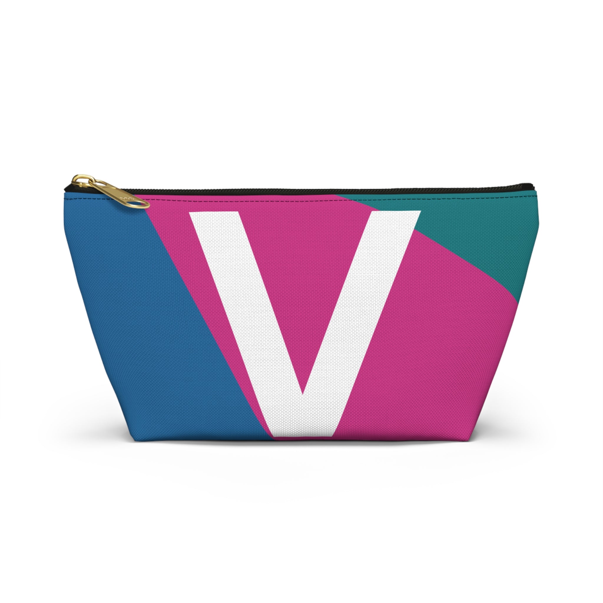 Initials Colorblock Accessory Pouch — Monogram V T-Bottom Cosmetic Bag