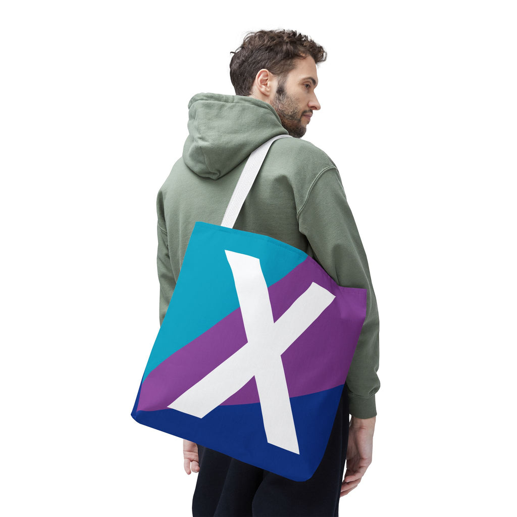 Monogram 'X' Colorblock Tote Bag — Personalized Initial X Shoulder Tote