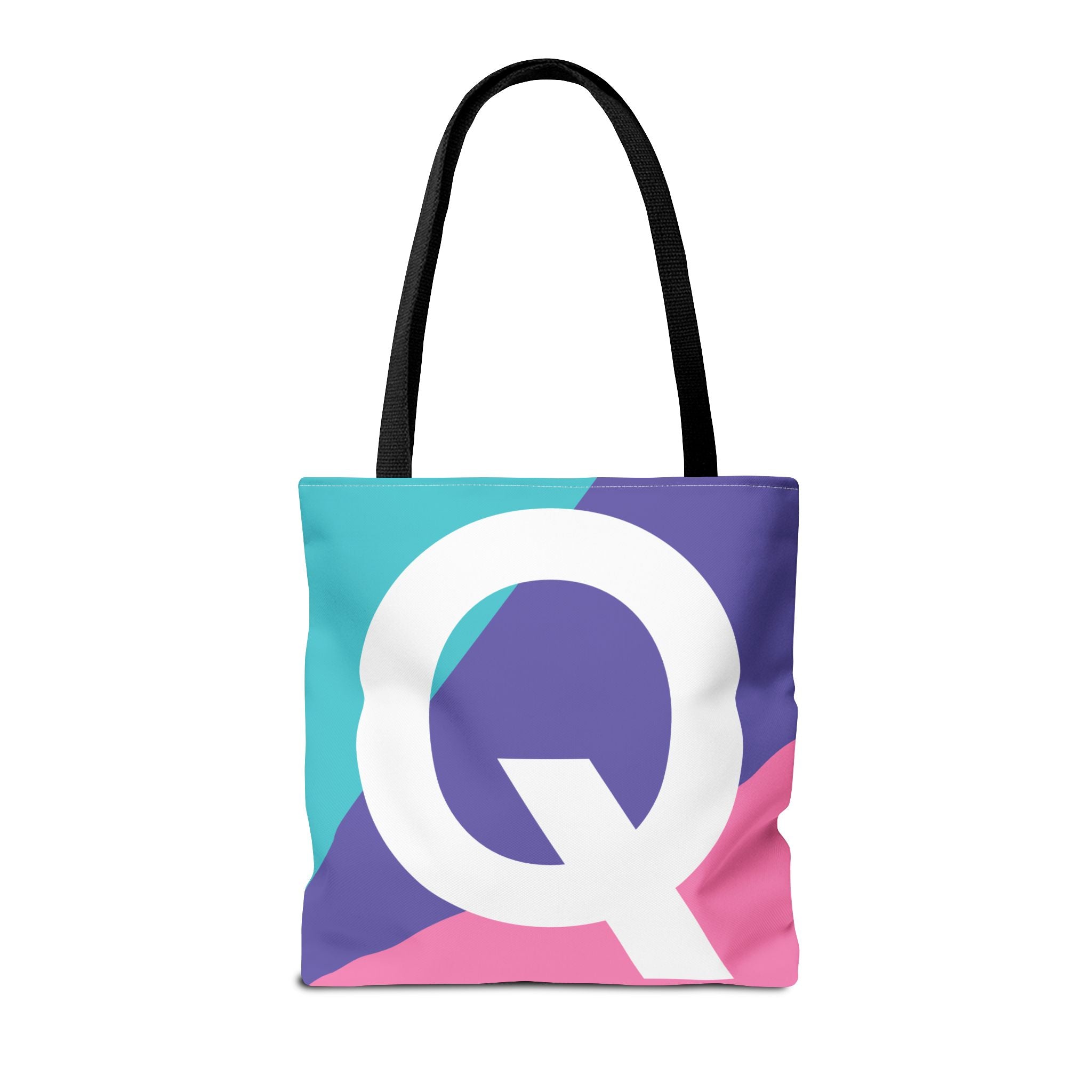 Monogram 'Q' Colorblock Tote Bag — Personalized Initial Q Shoulder Tote