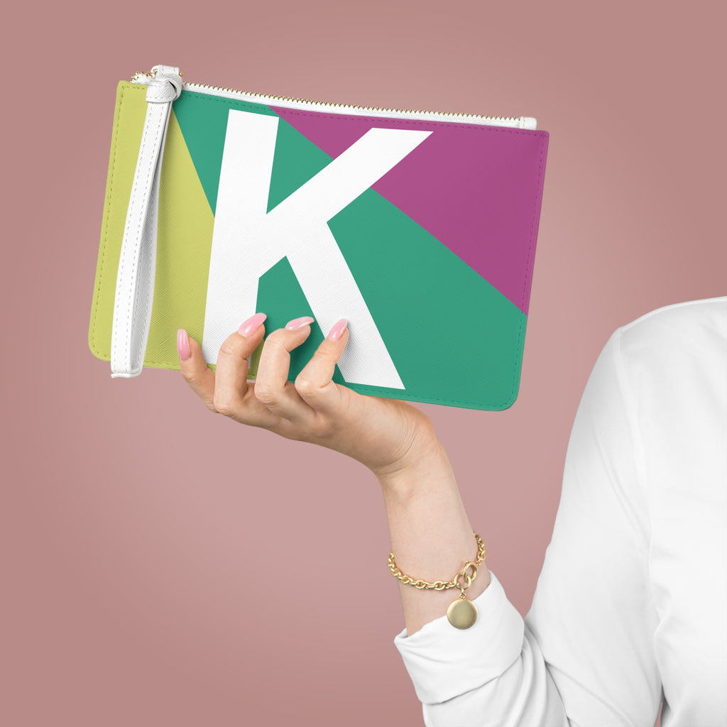 Monogram 'K' Colorblock Clutch Bag — Bold Geometric Wristlet for Everyday & Gifts