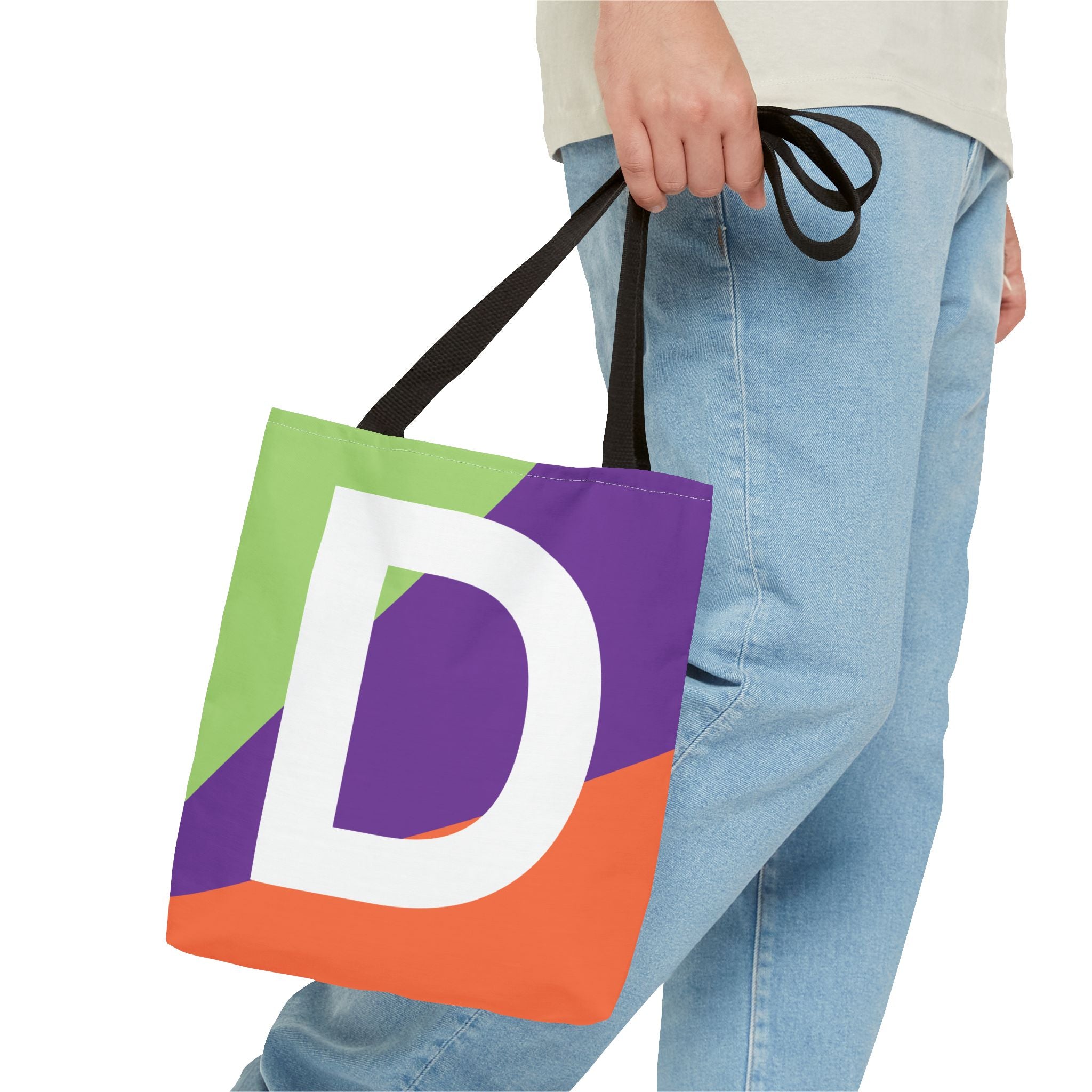 Monogram 'D' Colorblock Tote Bag — Personalized Initial D Shoulder Tote