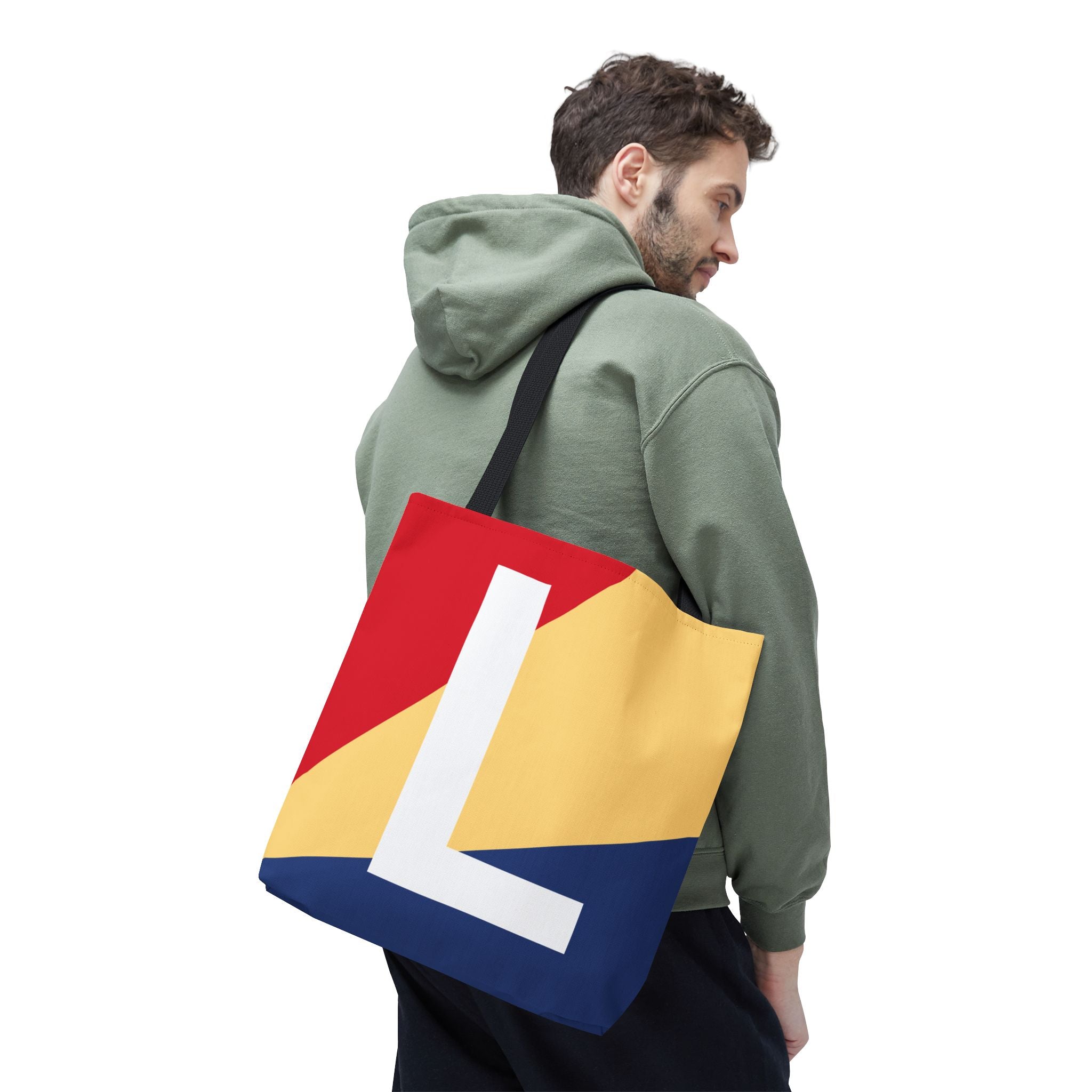 Monogram 'L' Colorblock Tote Bag — Personalized Initial L Shoulder Tote
