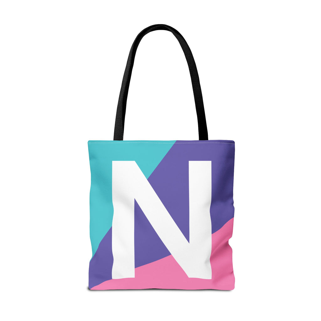 Monogram 'N' Colorblock Tote Bag — Personalized Initial N Shoulder Tote