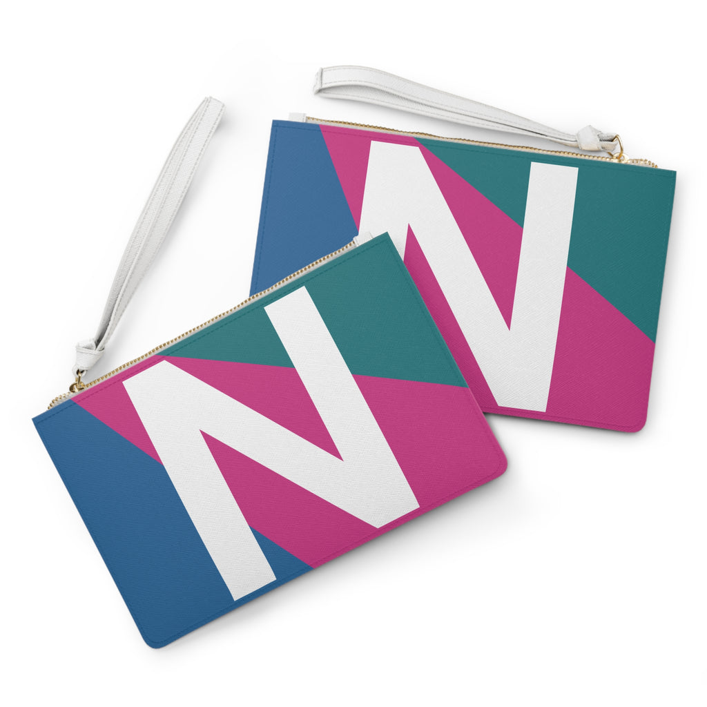 Monogram 'N' Colorblock Clutch Bag — Bold Geometric Wristlet for Everyday & Gifts