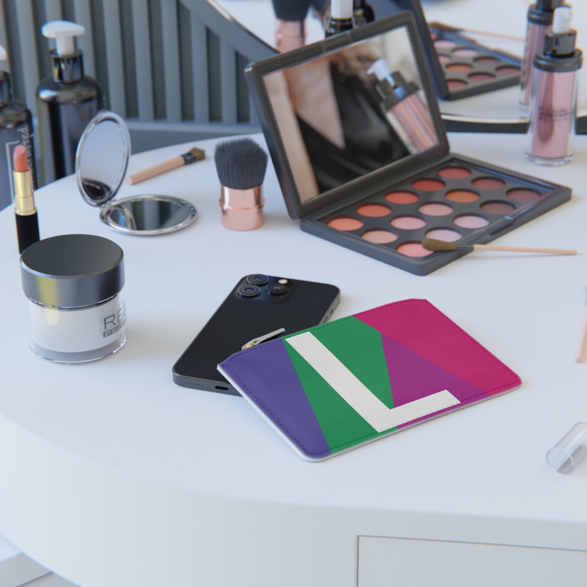 Initial L Mini Clutch — Colorblock Monogram Wristlet Wallet