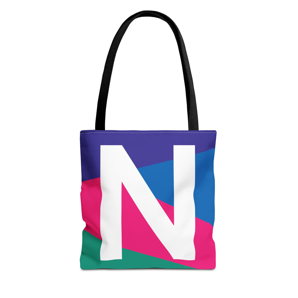 Monogram 'N' Colorblock Tote Bag — Personalized Initial N Shoulder Tote