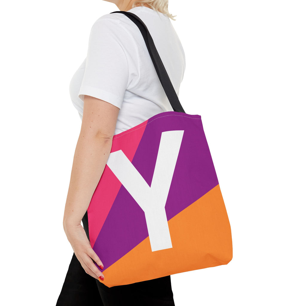 Monogram 'Y' Colorblock Tote Bag — Personalized Initial Y Shoulder Tote