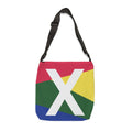 Initial Letter 'X' Colorblock Adjustable Tote Bag — Monogram Alphabet Shoulder Bag