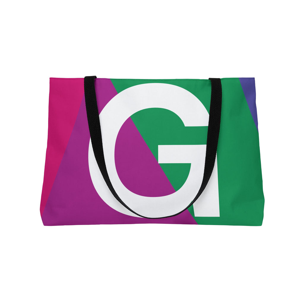 Personalized 'G' Colorblock Tote Bag — Monogram Weekender Tote