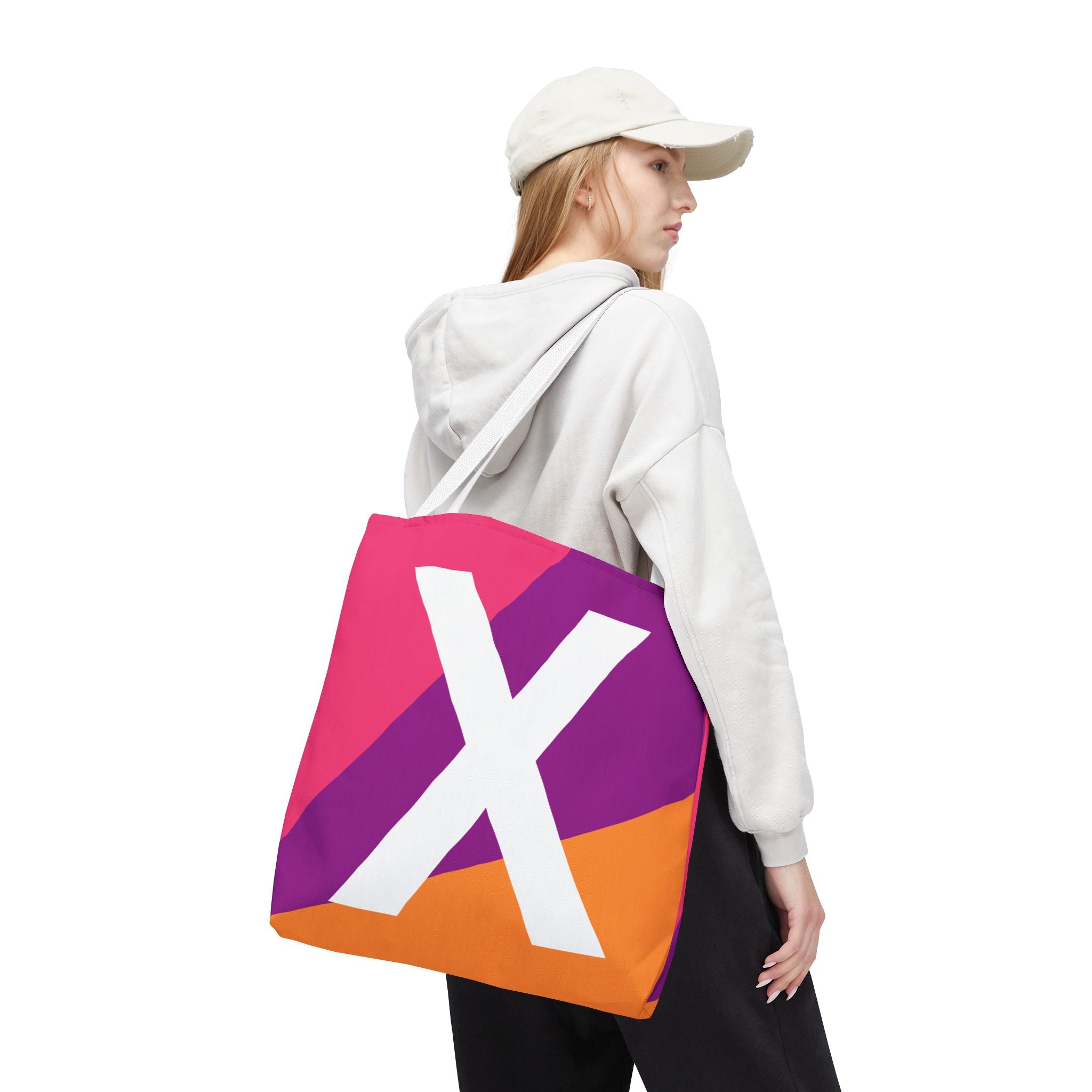 Monogram 'X' Colorblock Tote Bag — Personalized Initial X Shoulder Tote