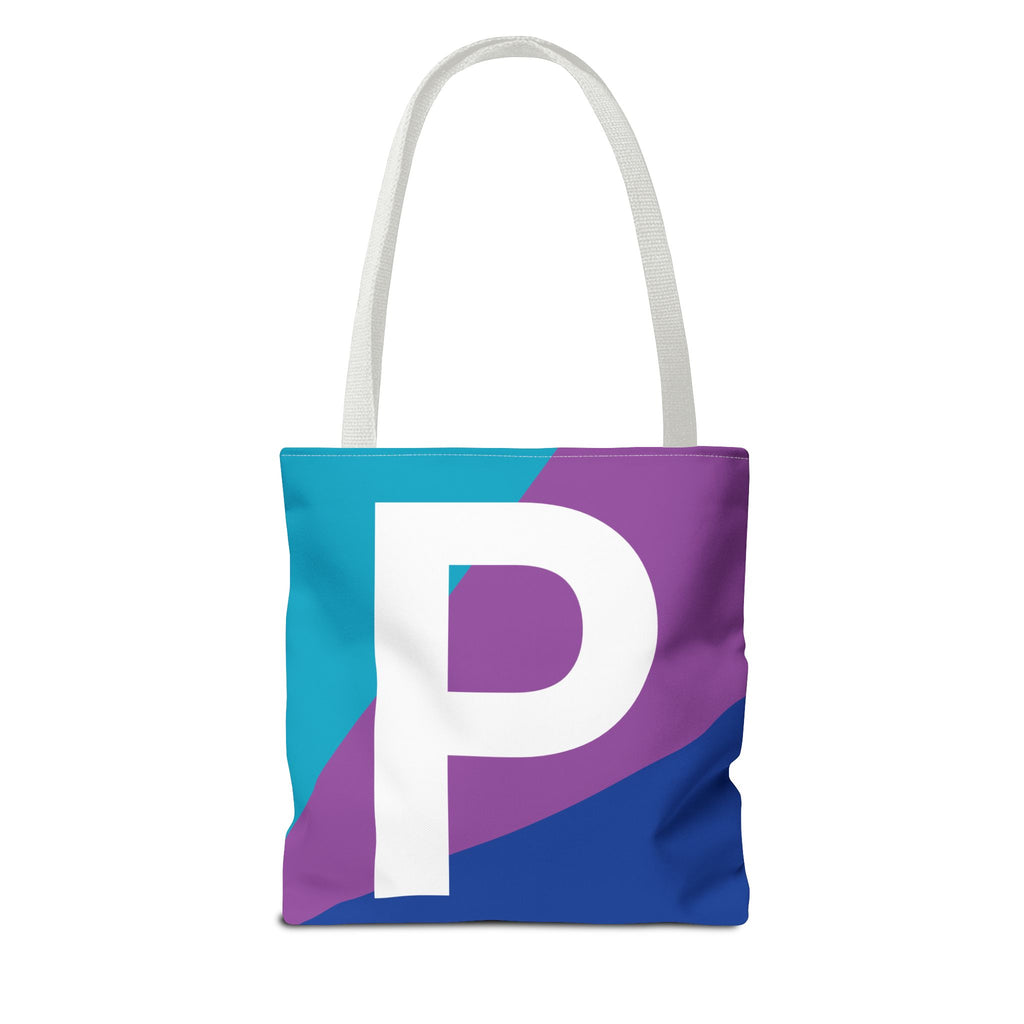 Monogram 'P' Colorblock Tote Bag — Personalized Initial P Shoulder Tote